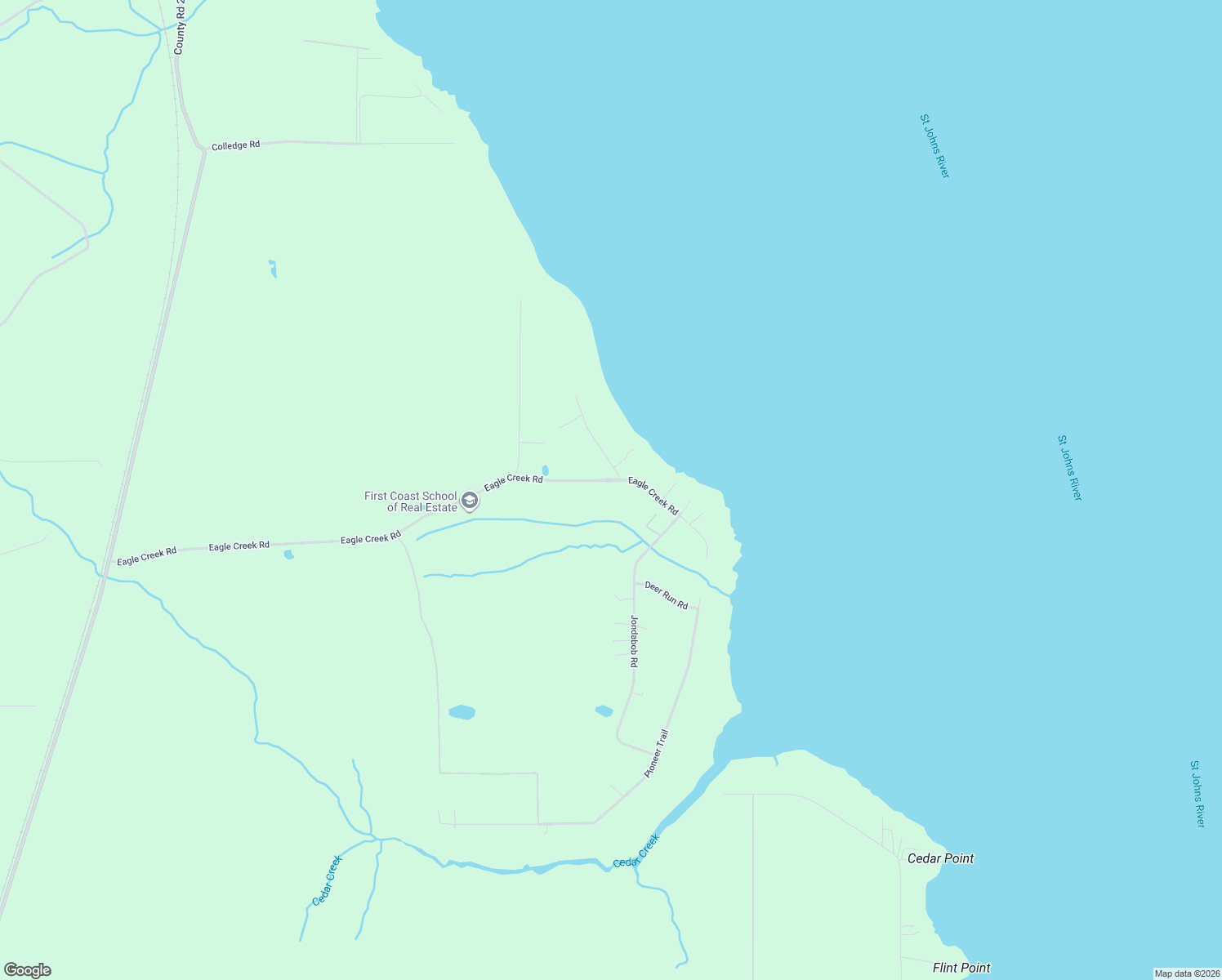 map of restaurants, bars, coffee shops, grocery stores, and more near 305 Eagle Creek Road in Green Cove Springs