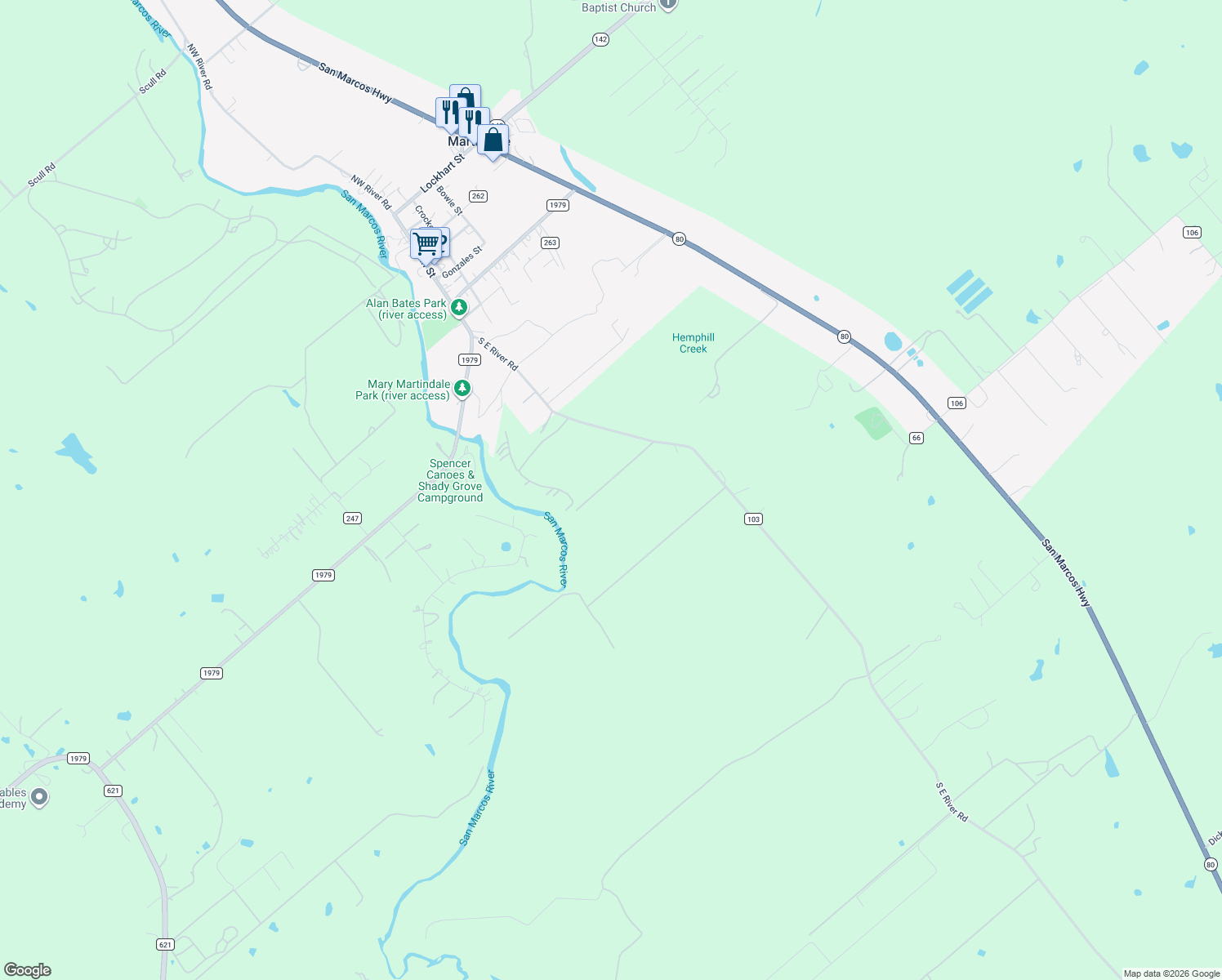 map of restaurants, bars, coffee shops, grocery stores, and more near 3136 S E River Rd in Martindale