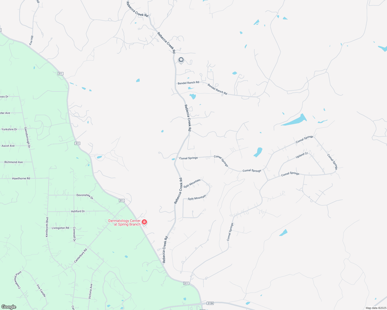 map of restaurants, bars, coffee shops, grocery stores, and more near 2033 Comal Springs in Canyon Lake