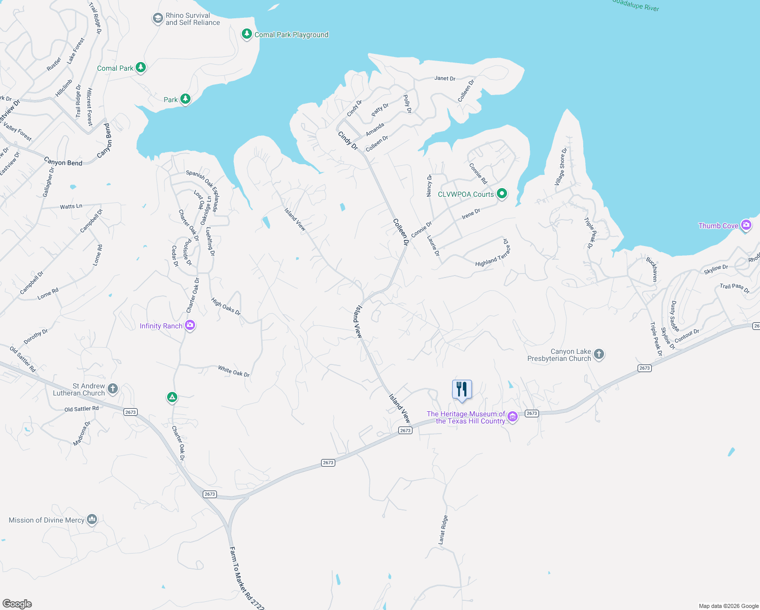 map of restaurants, bars, coffee shops, grocery stores, and more near 200 Buck Trail in Canyon Lake