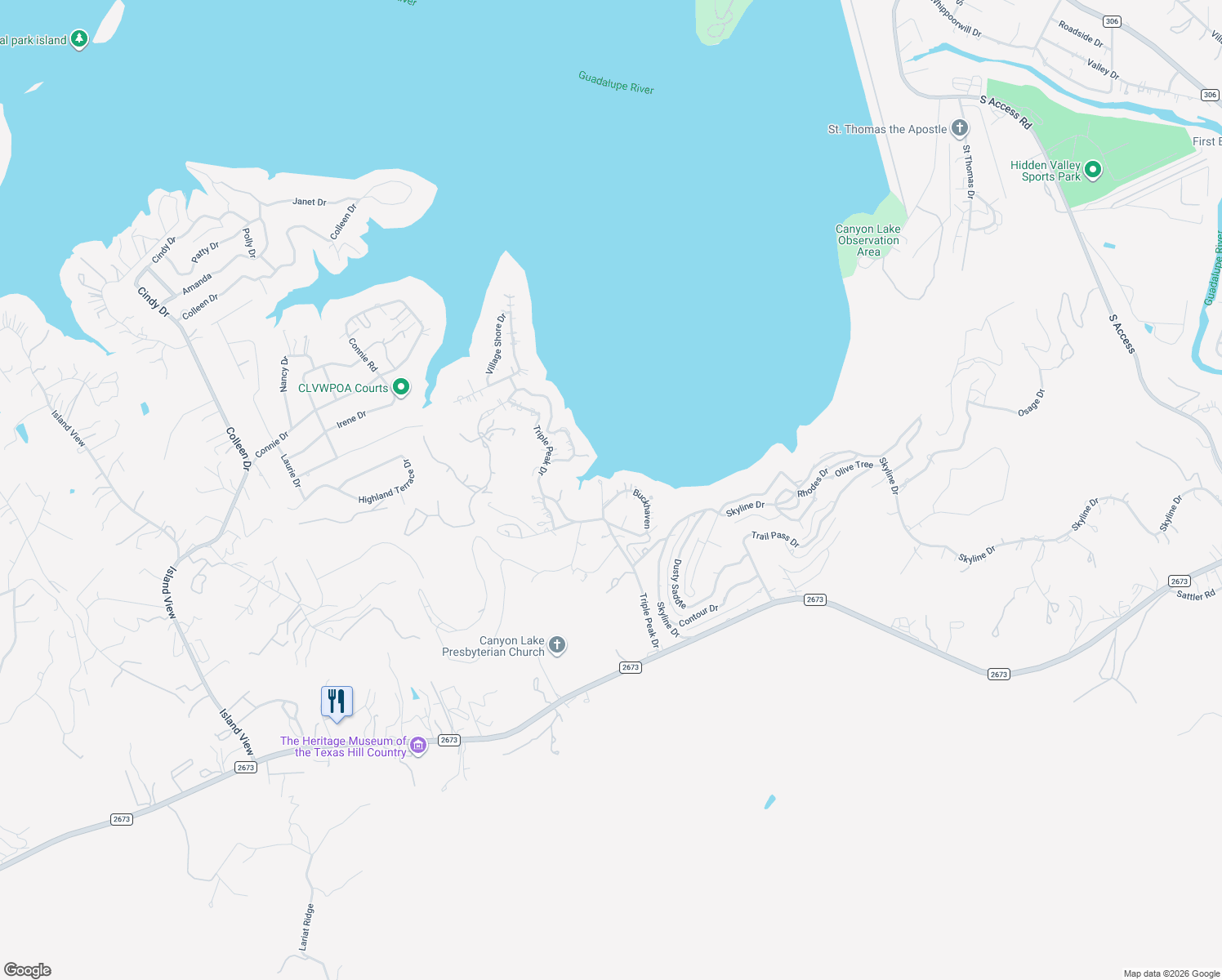 map of restaurants, bars, coffee shops, grocery stores, and more near 187 Buckhaven Dr in Canyon Lake