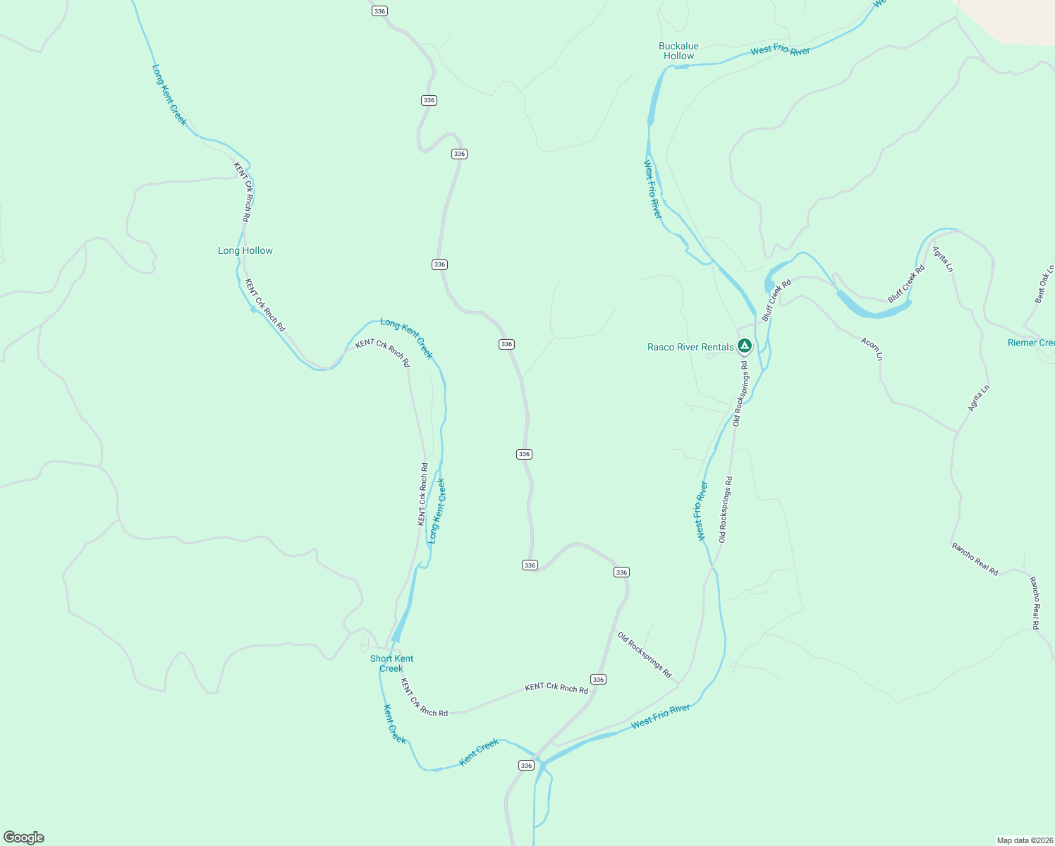 map of restaurants, bars, coffee shops, grocery stores, and more near Ranch Road 336 in Leakey