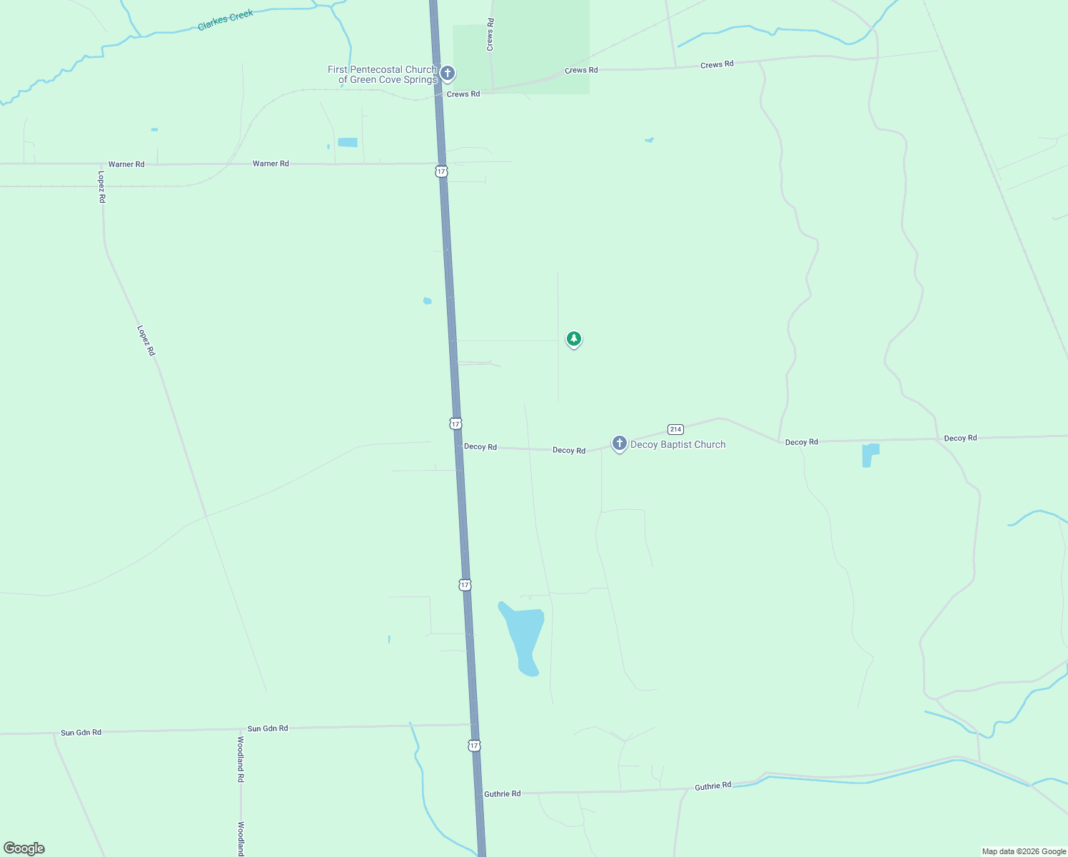 map of restaurants, bars, coffee shops, grocery stores, and more near 6313 Sandhill Road in Green Cove Springs