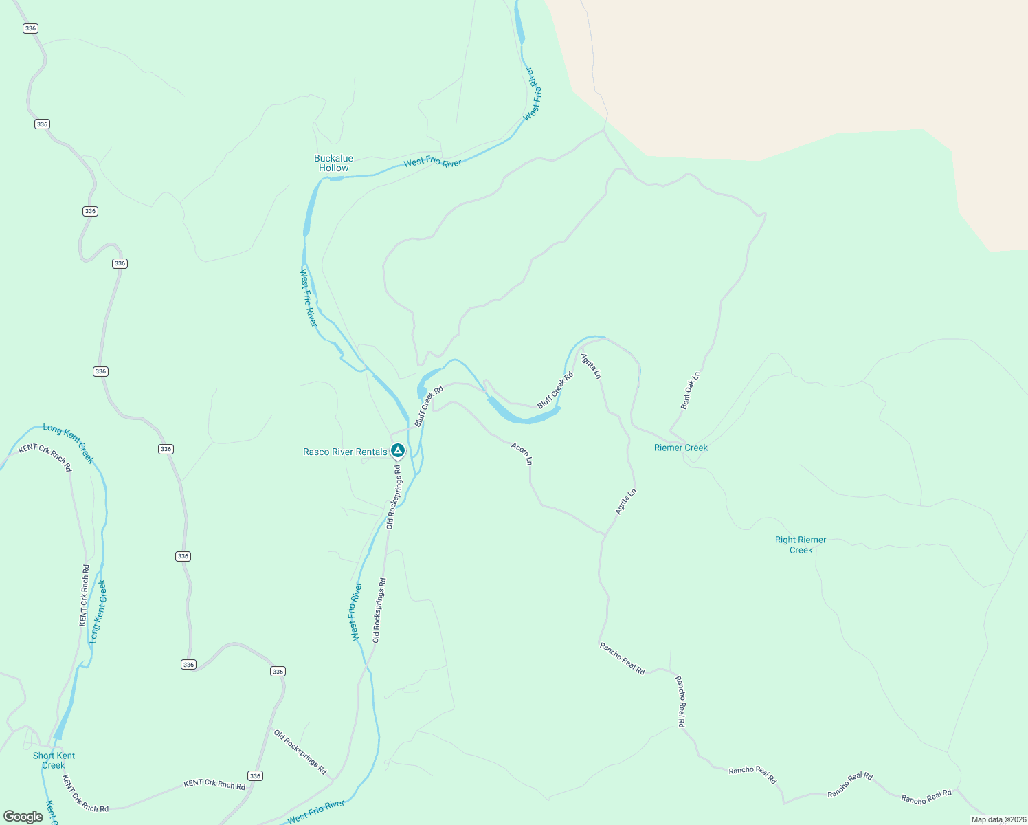 map of restaurants, bars, coffee shops, grocery stores, and more near 648 Bluff Creek Road in Leakey
