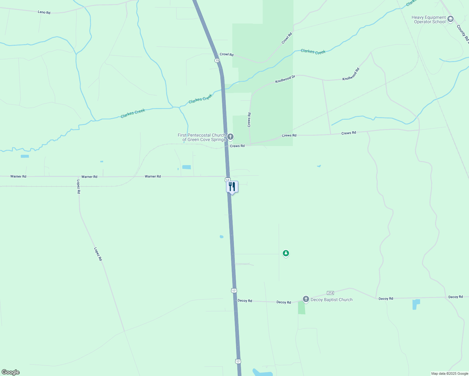 map of restaurants, bars, coffee shops, grocery stores, and more near 779 Brierfield Court in Green Cove Springs