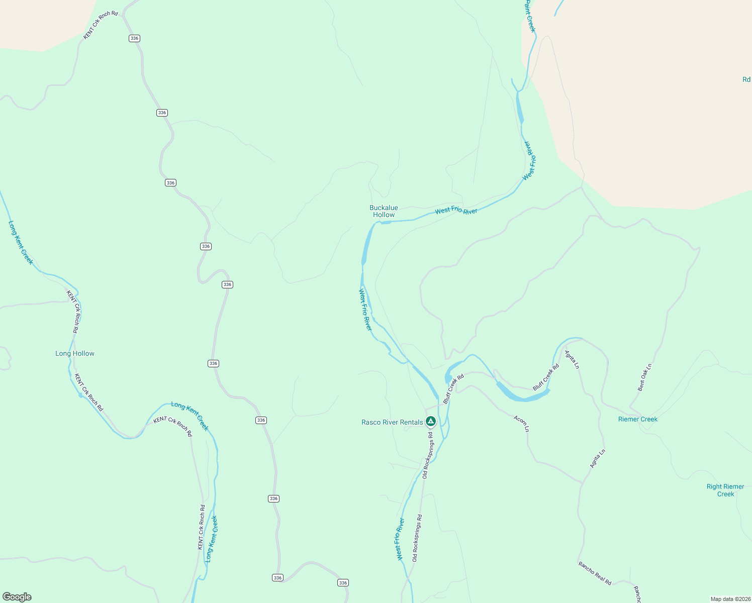 map of restaurants, bars, coffee shops, grocery stores, and more near 2269 Old Rocksprings Road in Leakey