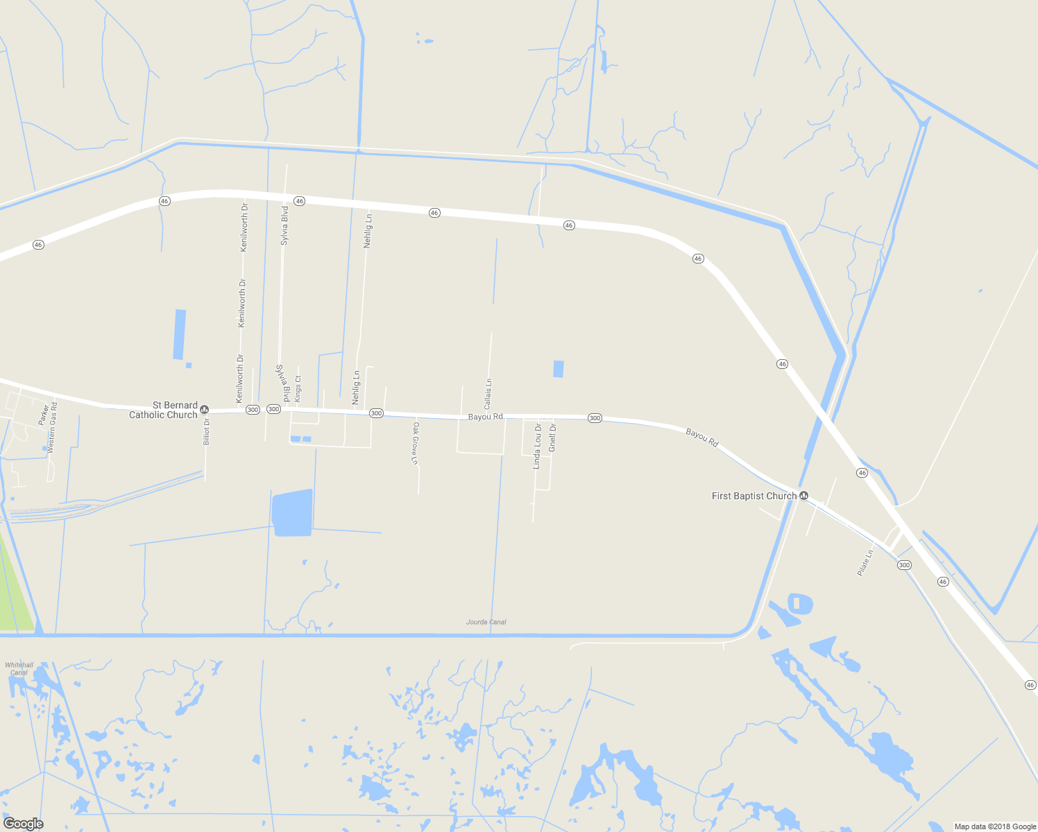 map of restaurants, bars, coffee shops, grocery stores, and more near 2915 Bayou Road in Saint Bernard