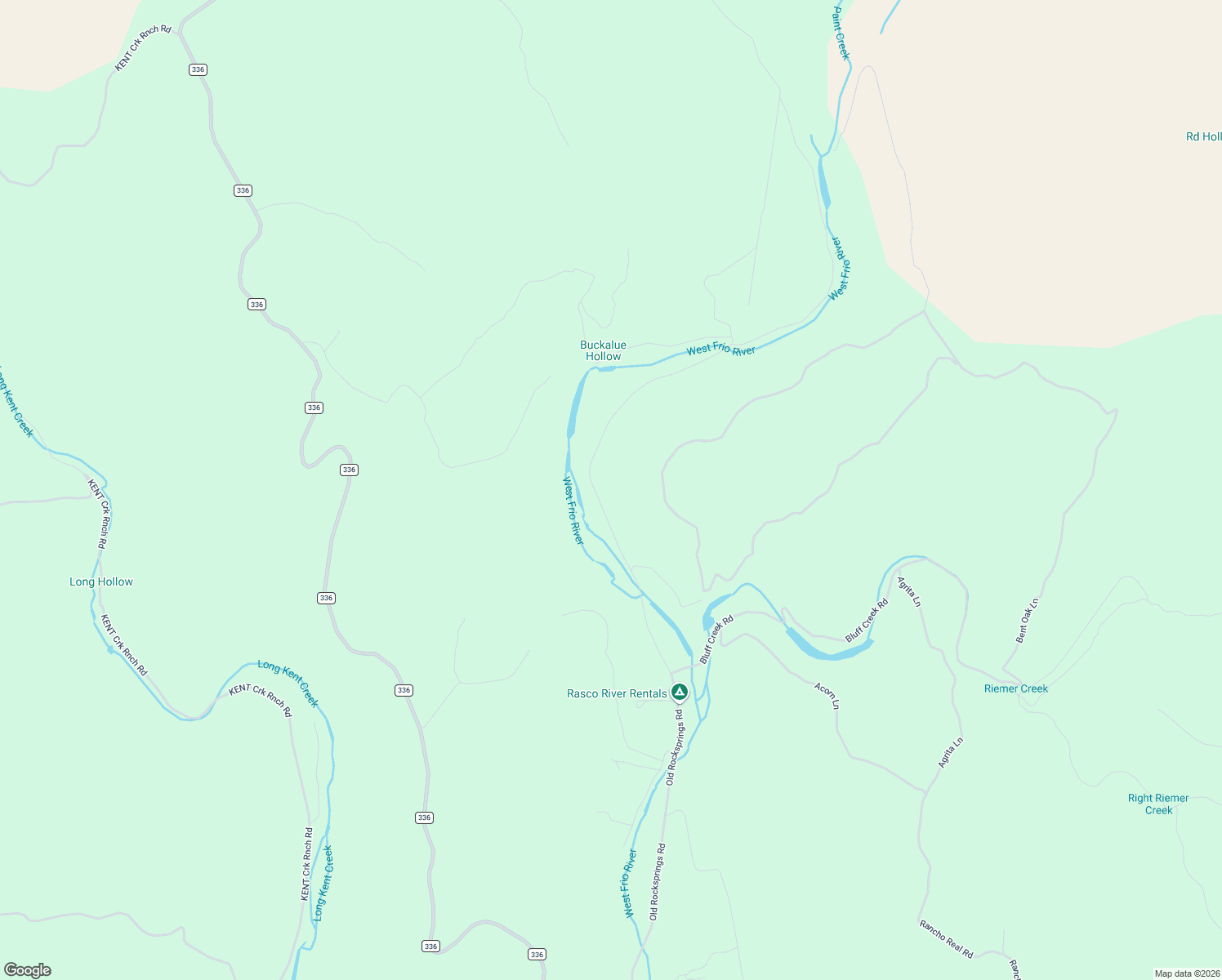 map of restaurants, bars, coffee shops, grocery stores, and more near 2269 Old Rocksprings Road in Leakey