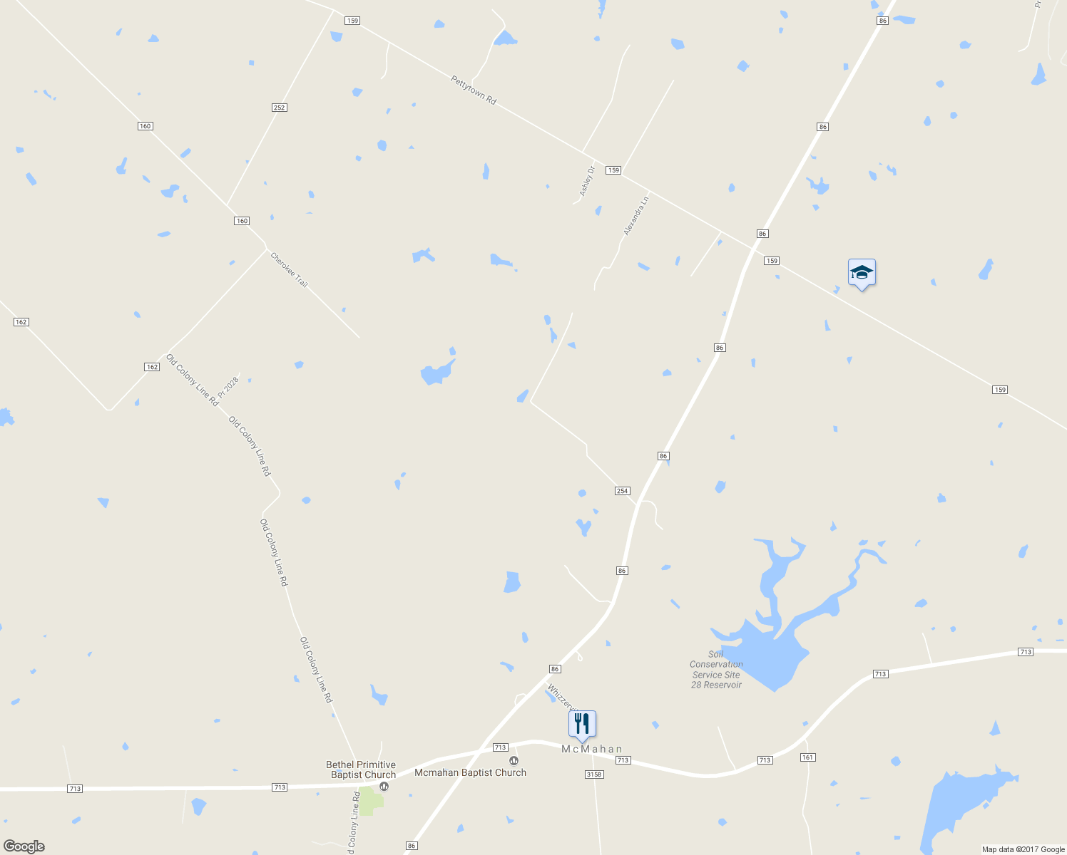 map of restaurants, bars, coffee shops, grocery stores, and more near 441 Molasses Road in Dale