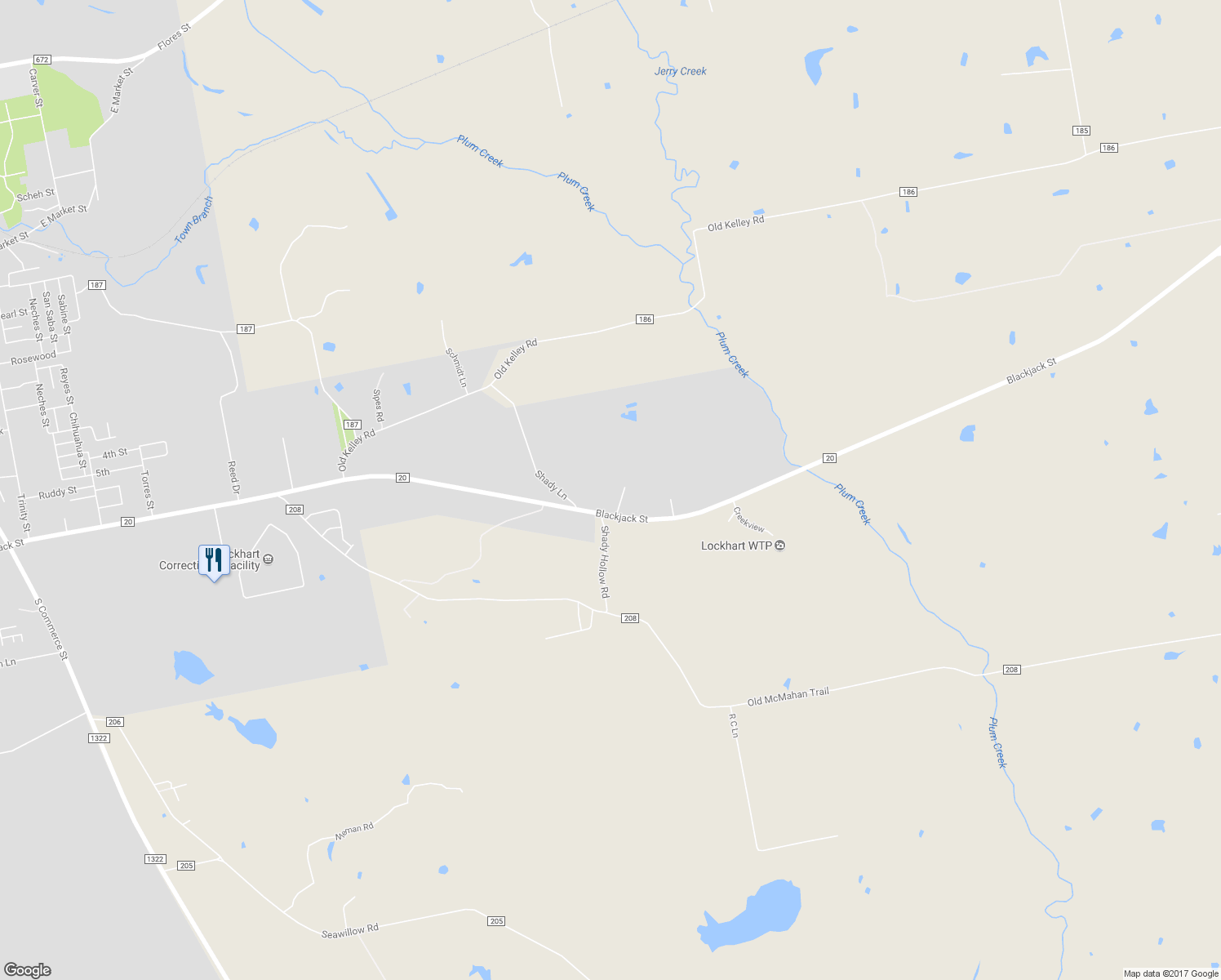 map of restaurants, bars, coffee shops, grocery stores, and more near 1202 Sierra Vista Cove in Lockhart