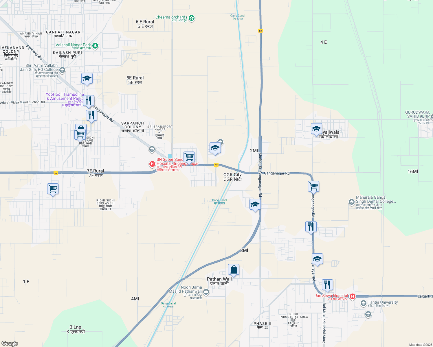 map of restaurants, bars, coffee shops, grocery stores, and more near Rajasthan State Highway 7B in 2Ml