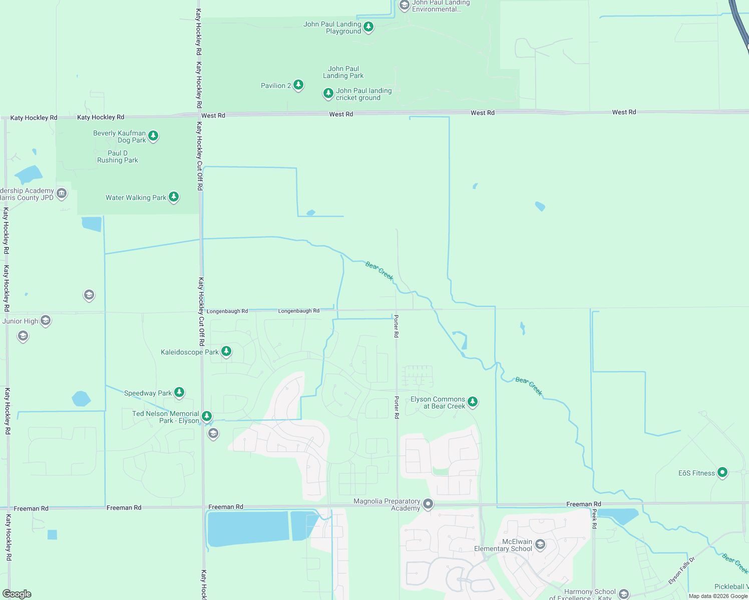 map of restaurants, bars, coffee shops, grocery stores, and more near 24110 Longenbaugh Road in Katy