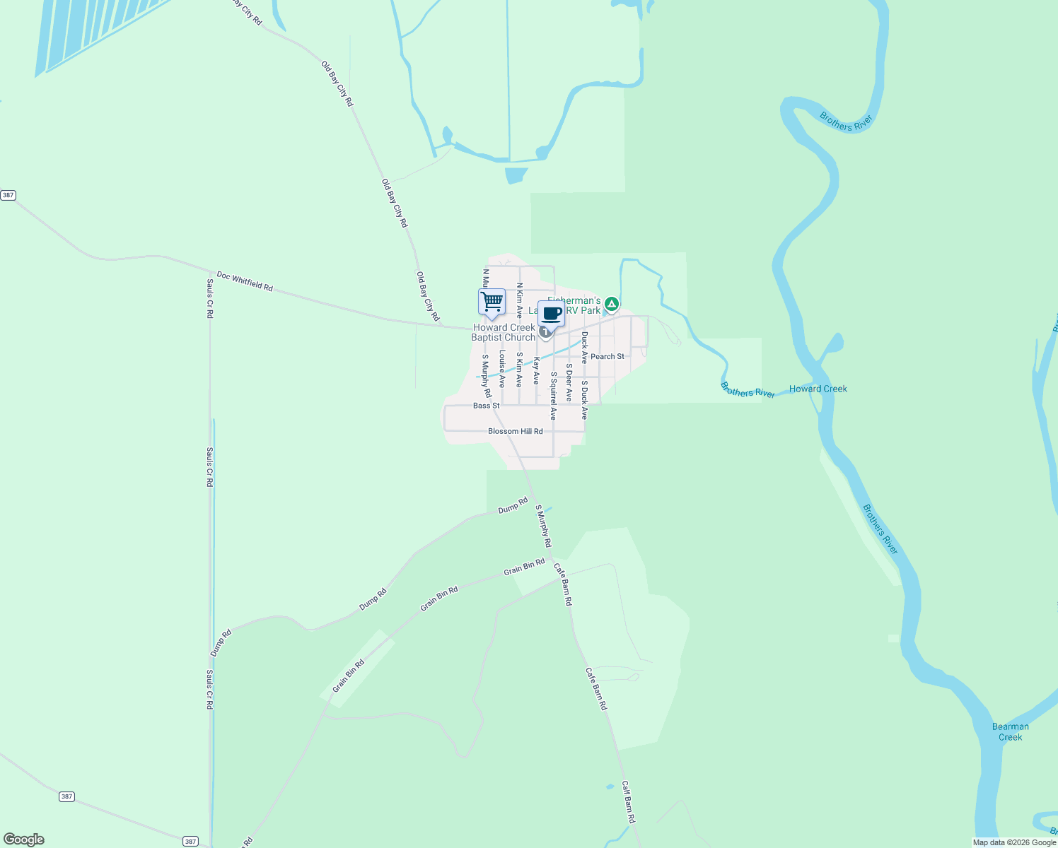 map of restaurants, bars, coffee shops, grocery stores, and more near 6947 Blossom Hill Road in Wewahitchka