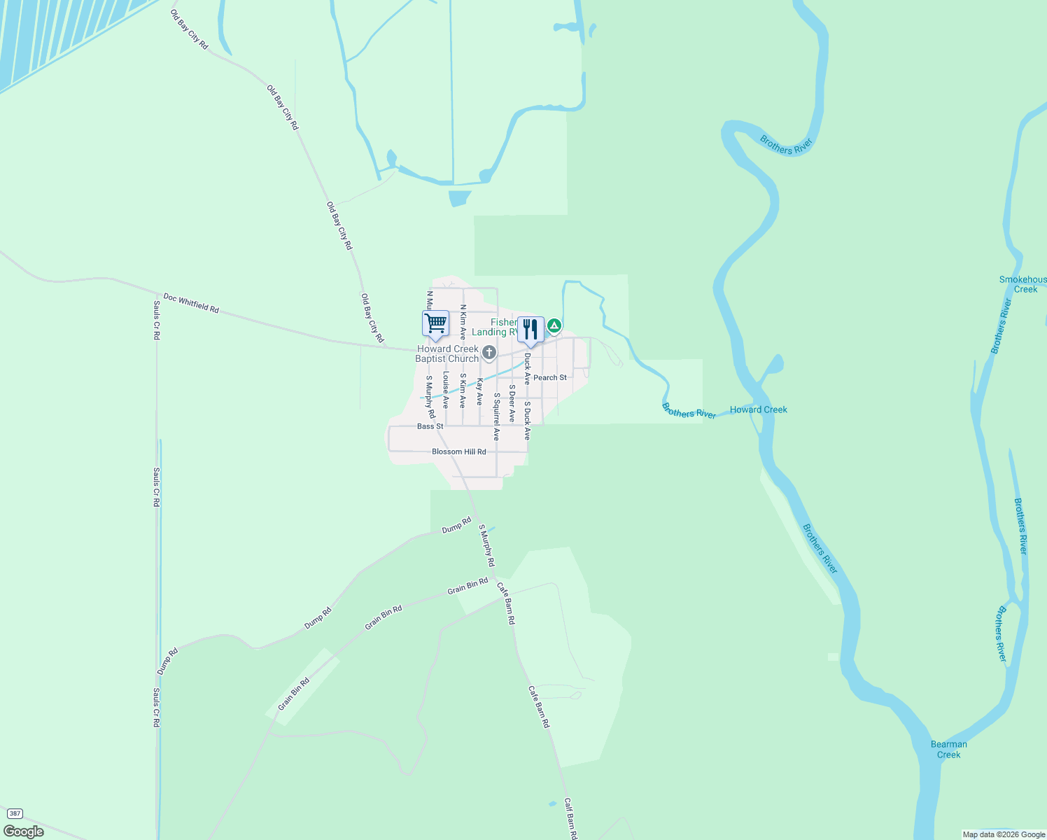 map of restaurants, bars, coffee shops, grocery stores, and more near 7489 Bass Street in Wewahitchka