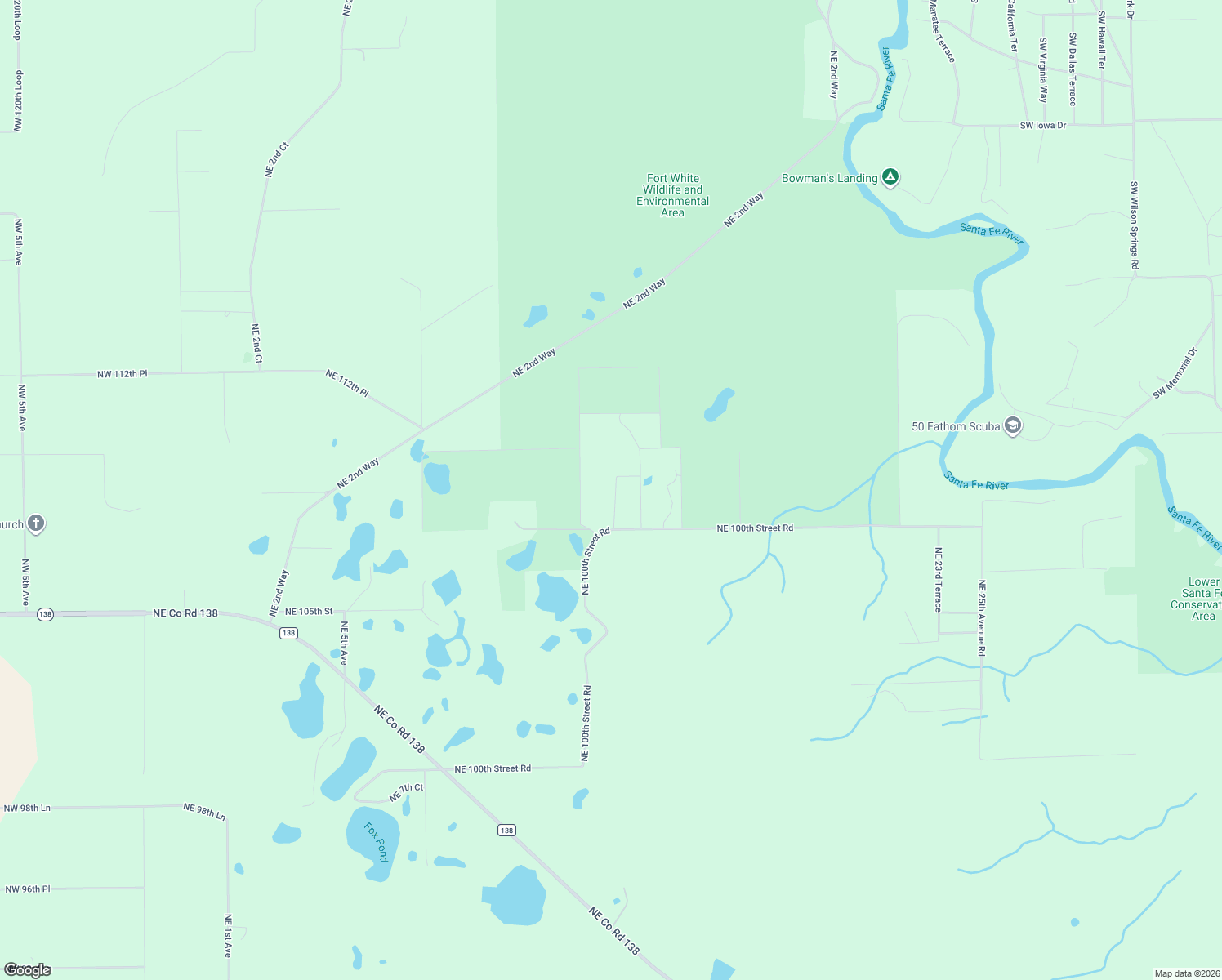 map of restaurants, bars, coffee shops, grocery stores, and more near 1360 Northeast 100th Street Road in Branford