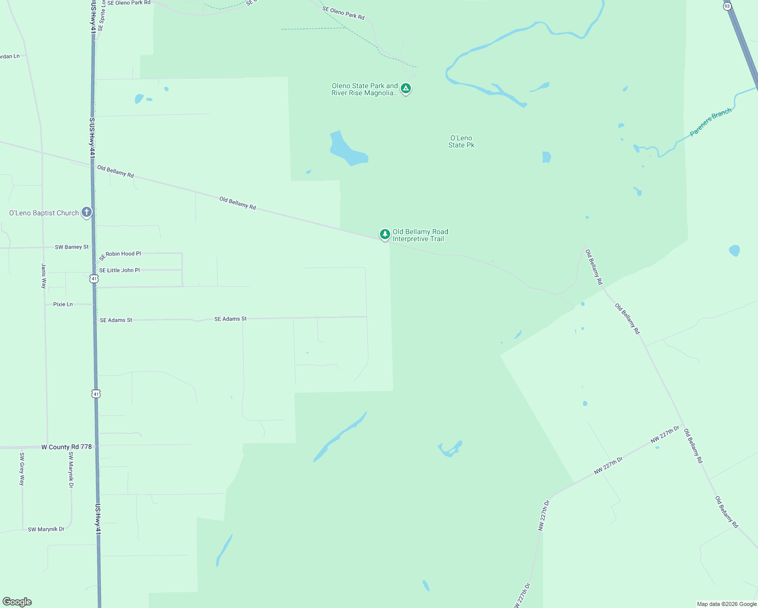 map of restaurants, bars, coffee shops, grocery stores, and more near 305 Southeast Brawley Terrace in High Springs