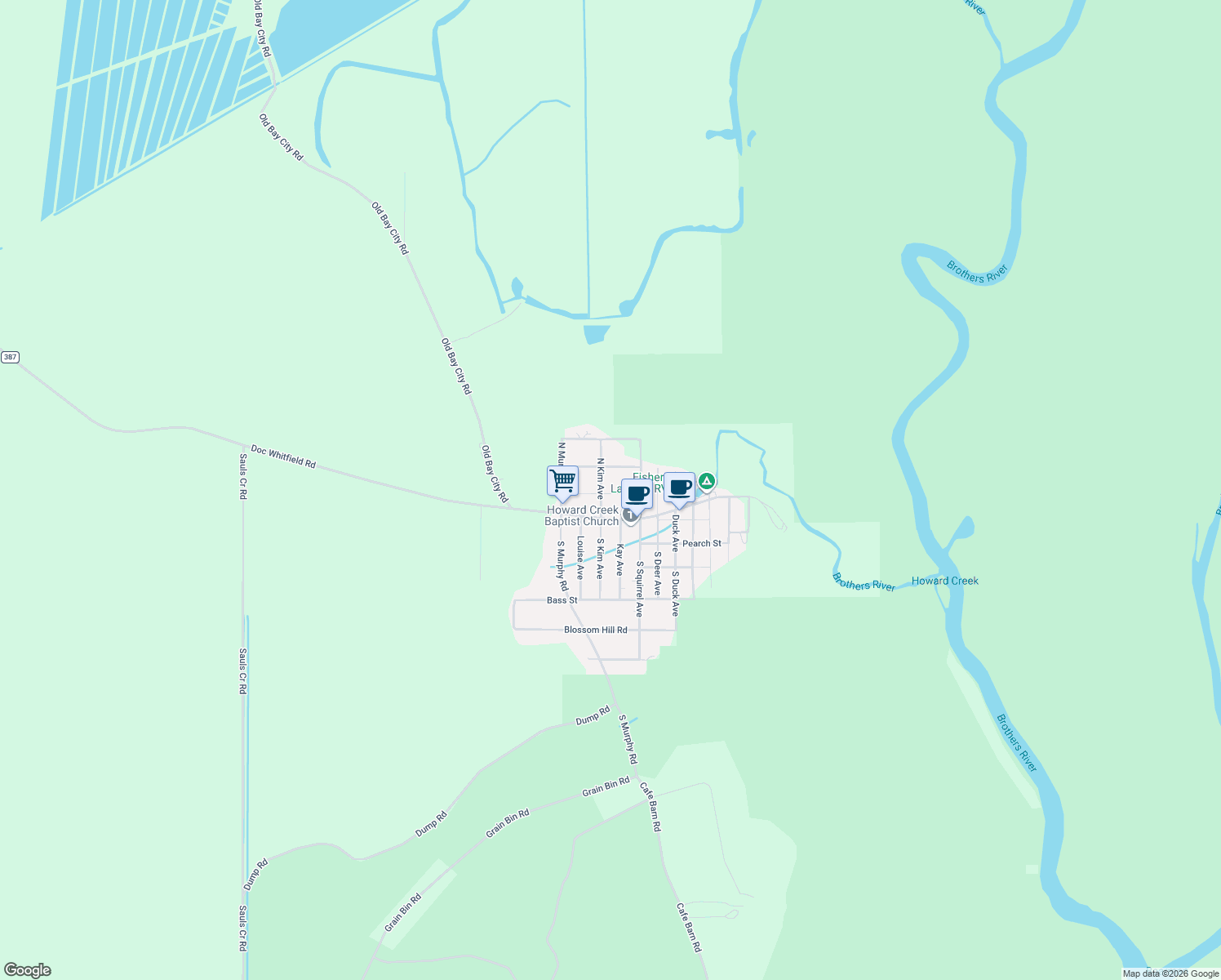 map of restaurants, bars, coffee shops, grocery stores, and more near 7113 David Whitfield Rd in Wewahitchka