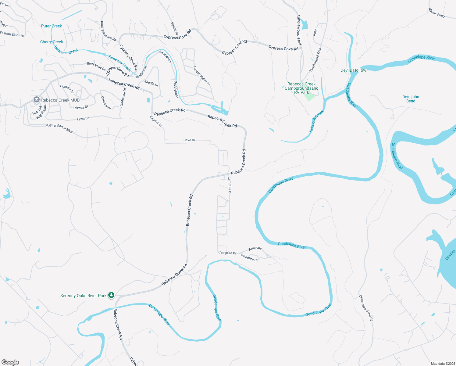 map of restaurants, bars, coffee shops, grocery stores, and more near 116 Raccoon Pass in Spring Branch