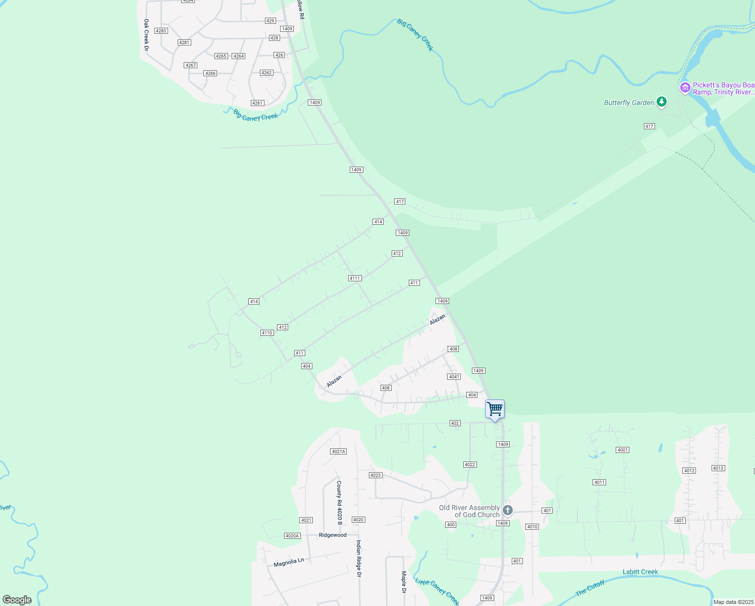map of restaurants, bars, coffee shops, grocery stores, and more near 284 County Road 411 in Dayton