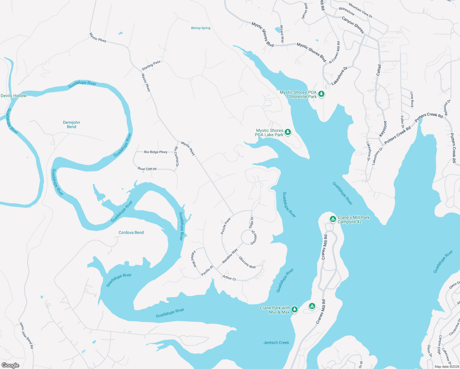 map of restaurants, bars, coffee shops, grocery stores, and more near 166 Placid Way in Spring Branch