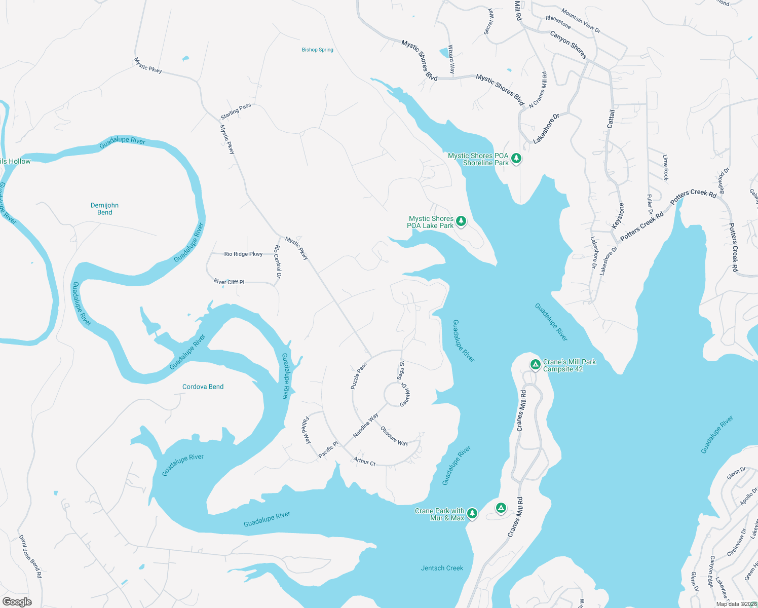 map of restaurants, bars, coffee shops, grocery stores, and more near 166 Placid Way in Spring Branch