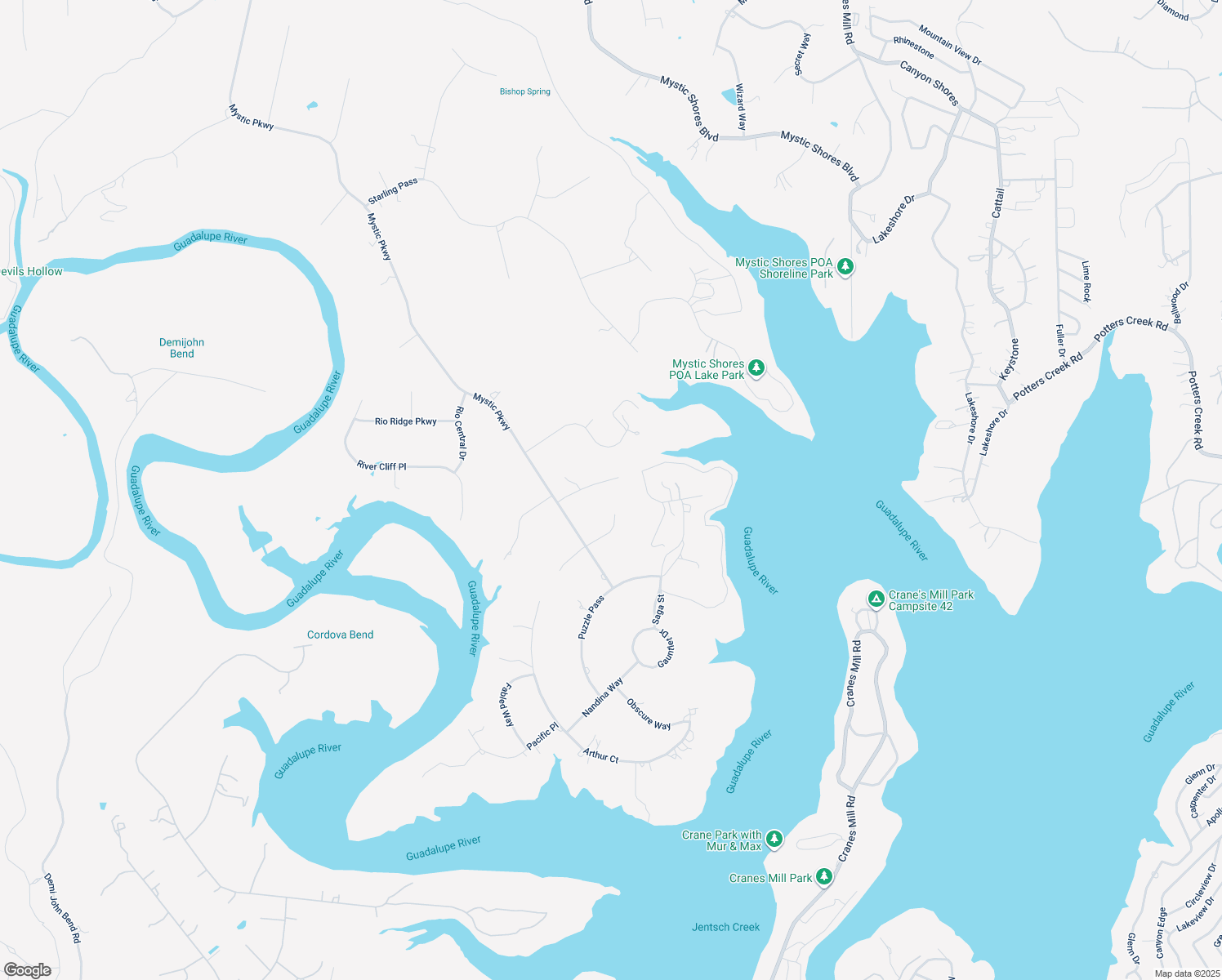 map of restaurants, bars, coffee shops, grocery stores, and more near 166 Placid Way in Spring Branch