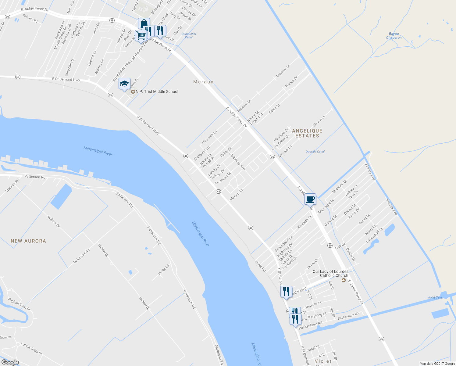 map of restaurants, bars, coffee shops, grocery stores, and more near 2016 Francis Avenue in Violet