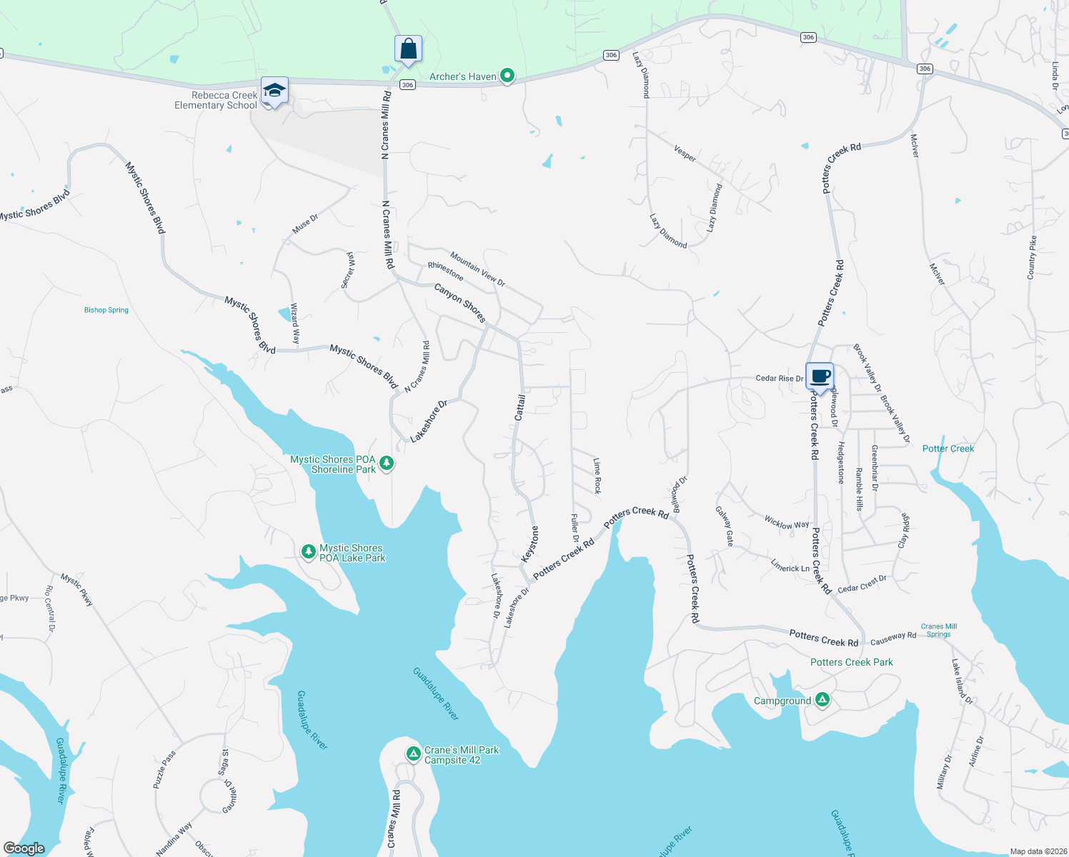 map of restaurants, bars, coffee shops, grocery stores, and more near 2004 Cattail in Canyon Lake