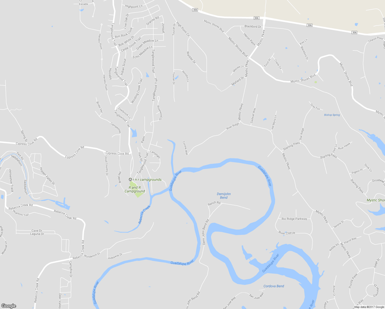 map of restaurants, bars, coffee shops, grocery stores, and more near 325 River Ridge in Spring Branch