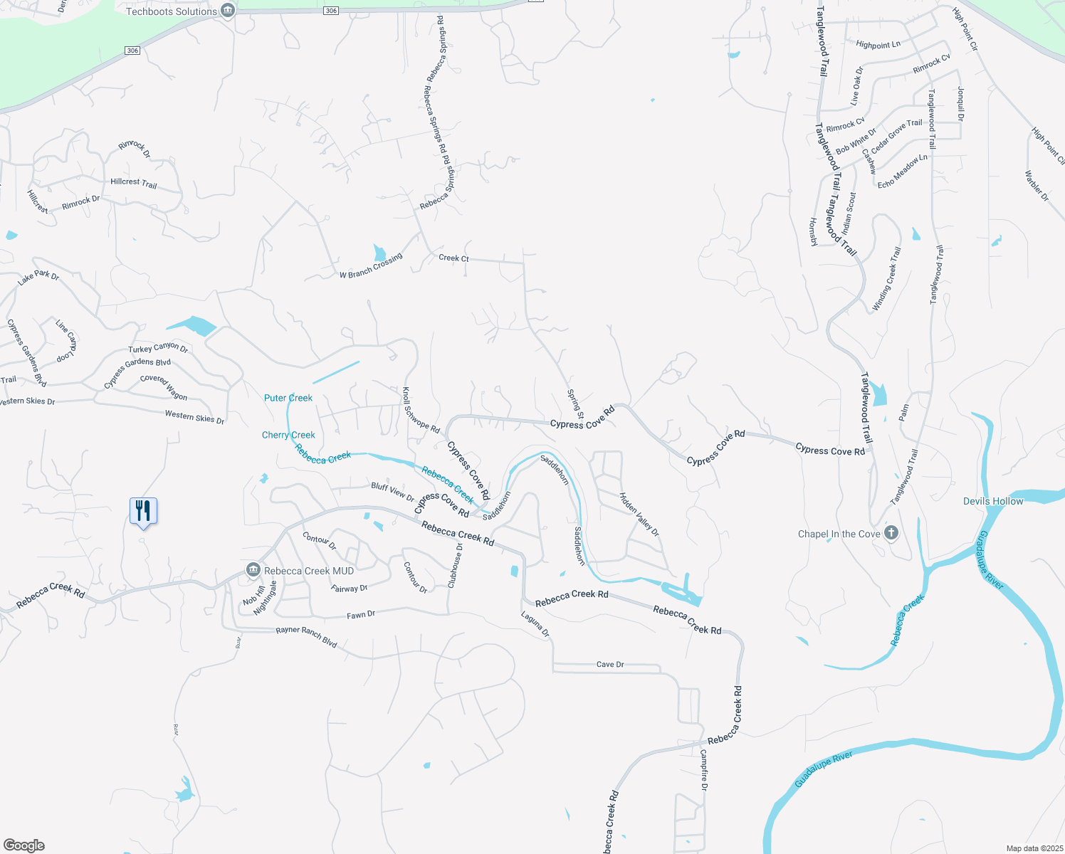 map of restaurants, bars, coffee shops, grocery stores, and more near 1014 Cypress Cove Road in Spring Branch