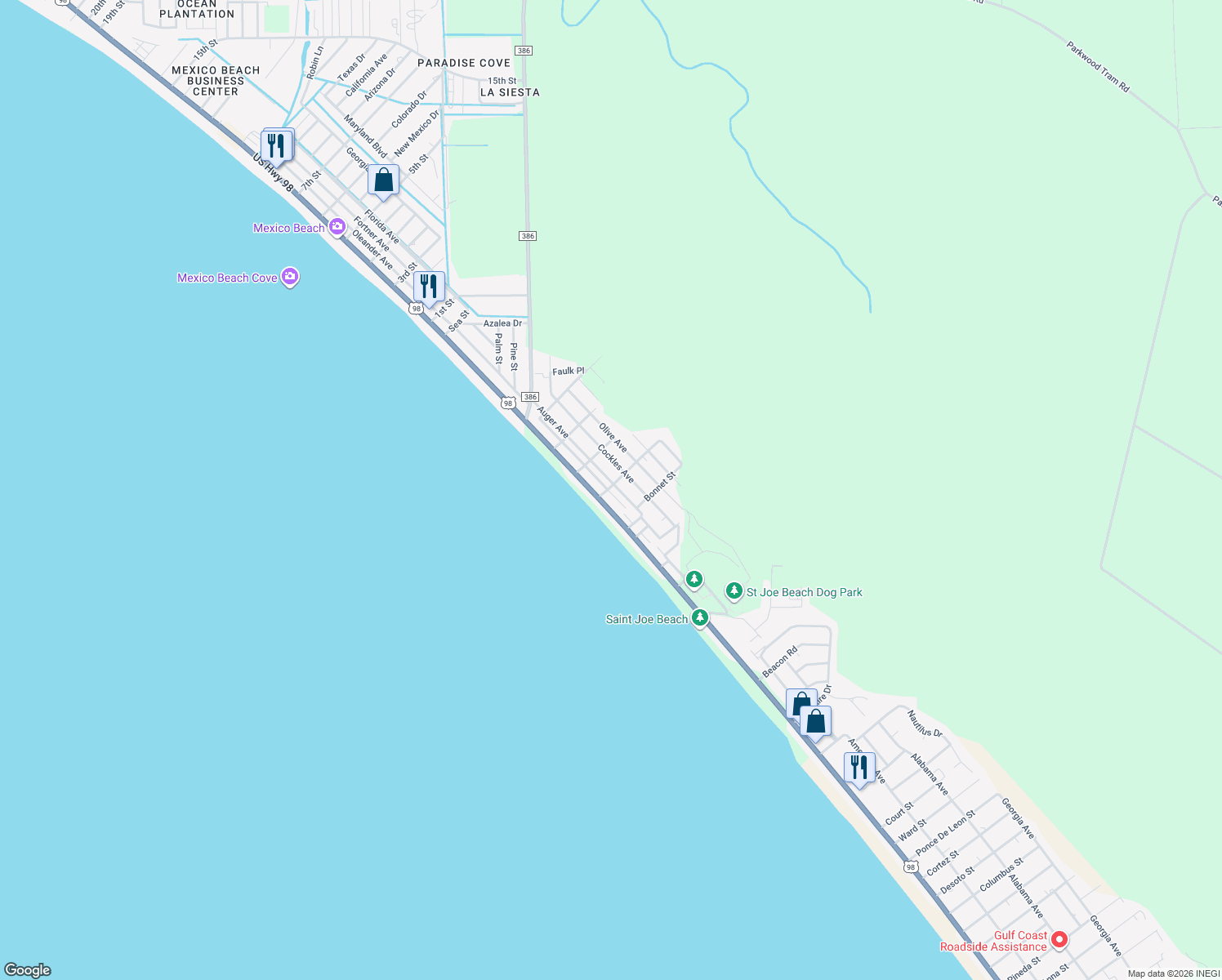 map of restaurants, bars, coffee shops, grocery stores, and more near 124 Cowries St in Port St Joe