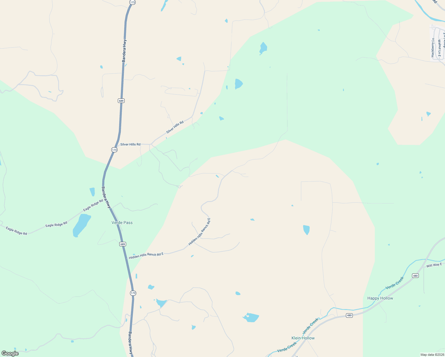 map of restaurants, bars, coffee shops, grocery stores, and more near Hidden Hills Ranch Road East in Kerrville