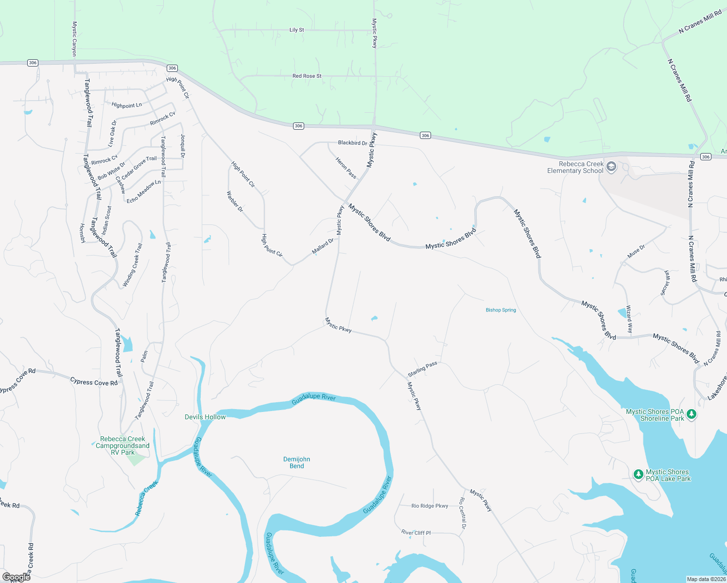 map of restaurants, bars, coffee shops, grocery stores, and more near 148 Gadwall Way in Spring Branch