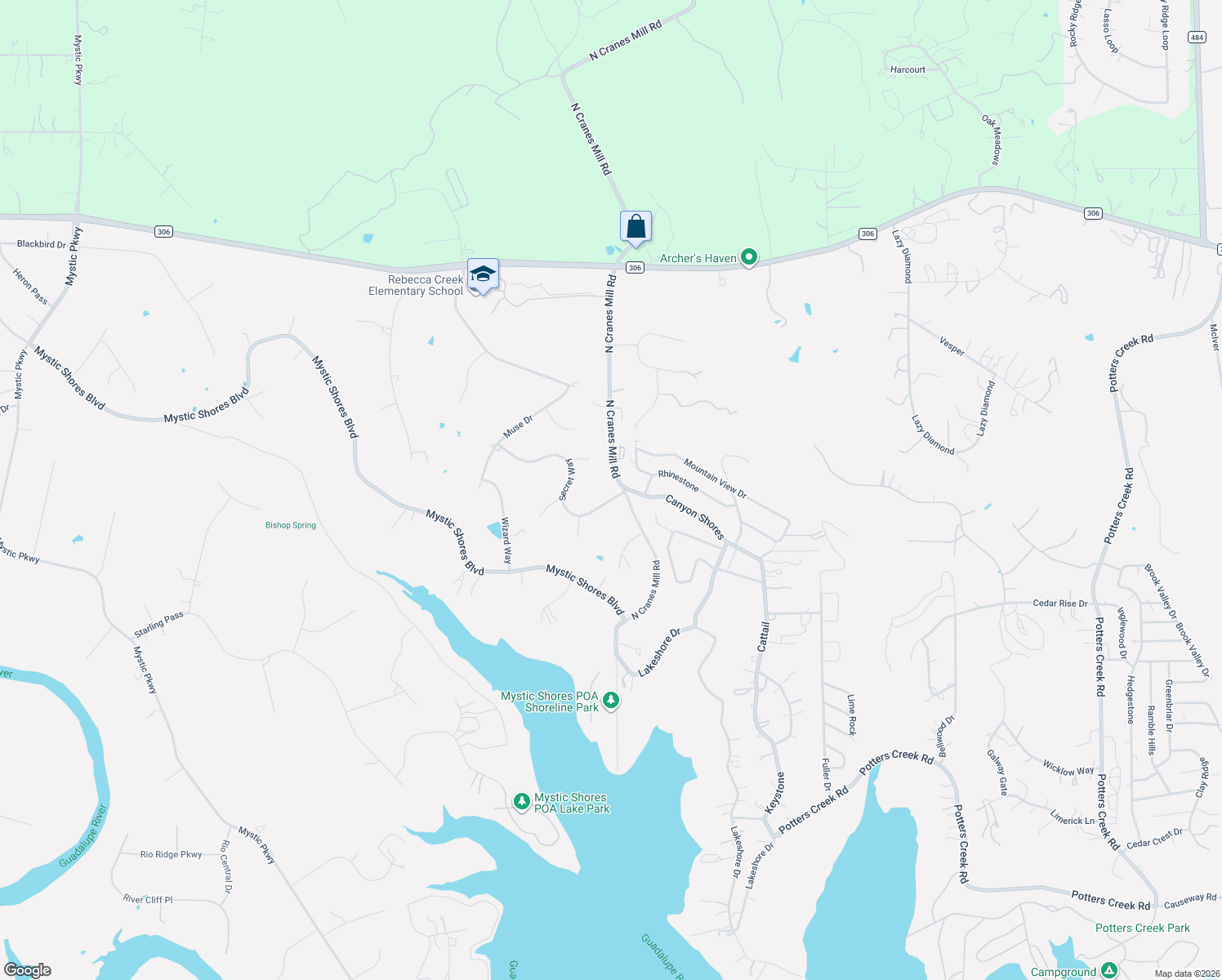 map of restaurants, bars, coffee shops, grocery stores, and more near 110 Secret Way in Spring Branch