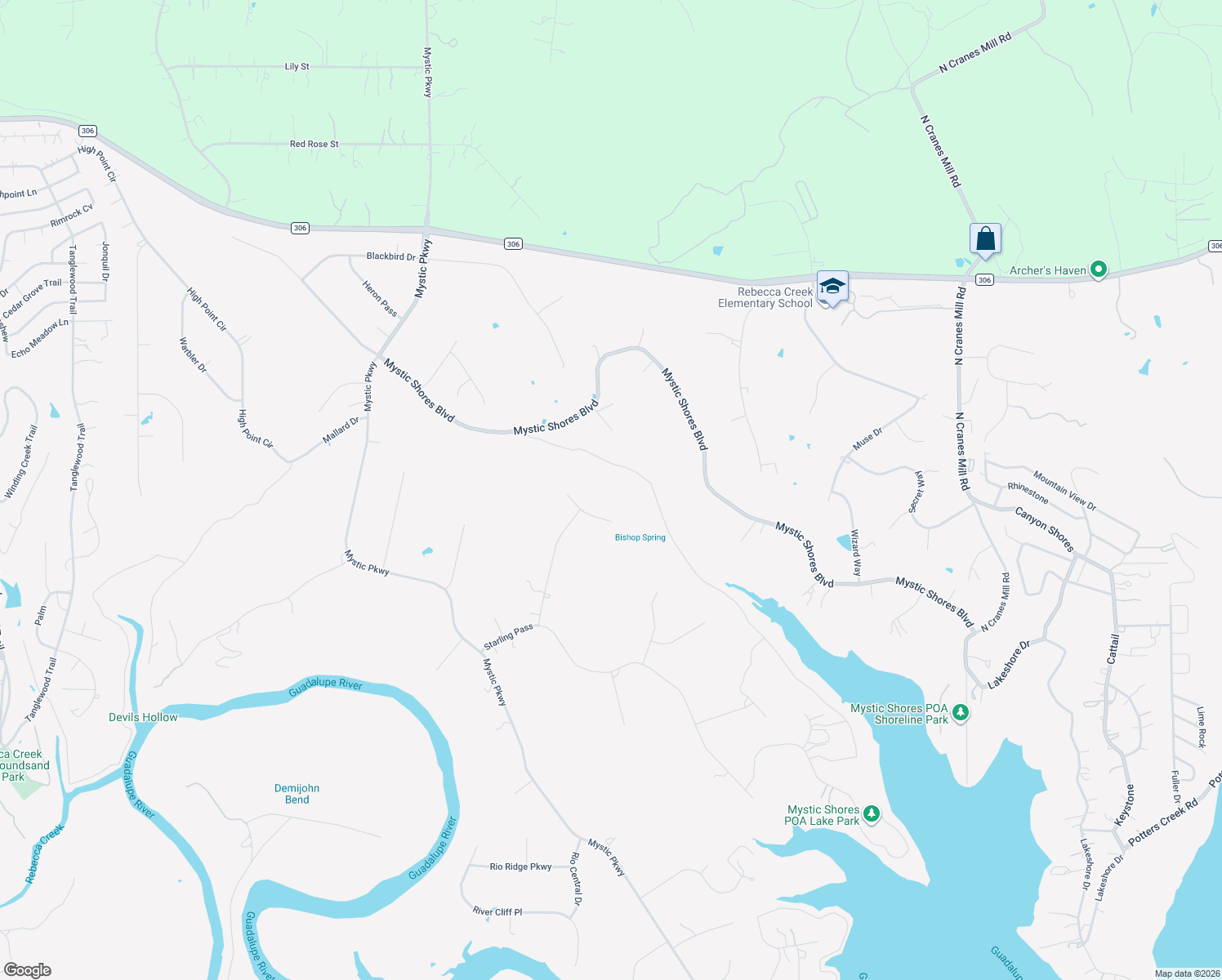 map of restaurants, bars, coffee shops, grocery stores, and more near 519 Gray Fox in Spring Branch