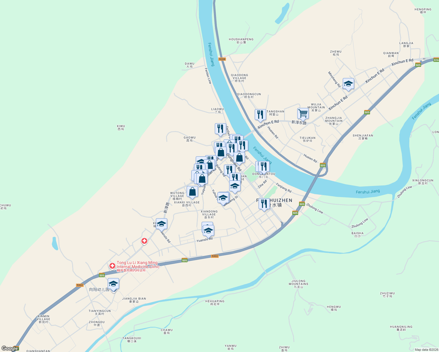 map of restaurants, bars, coffee shops, grocery stores, and more near 23 Yu Hua Lu in Hang Zhou Shi