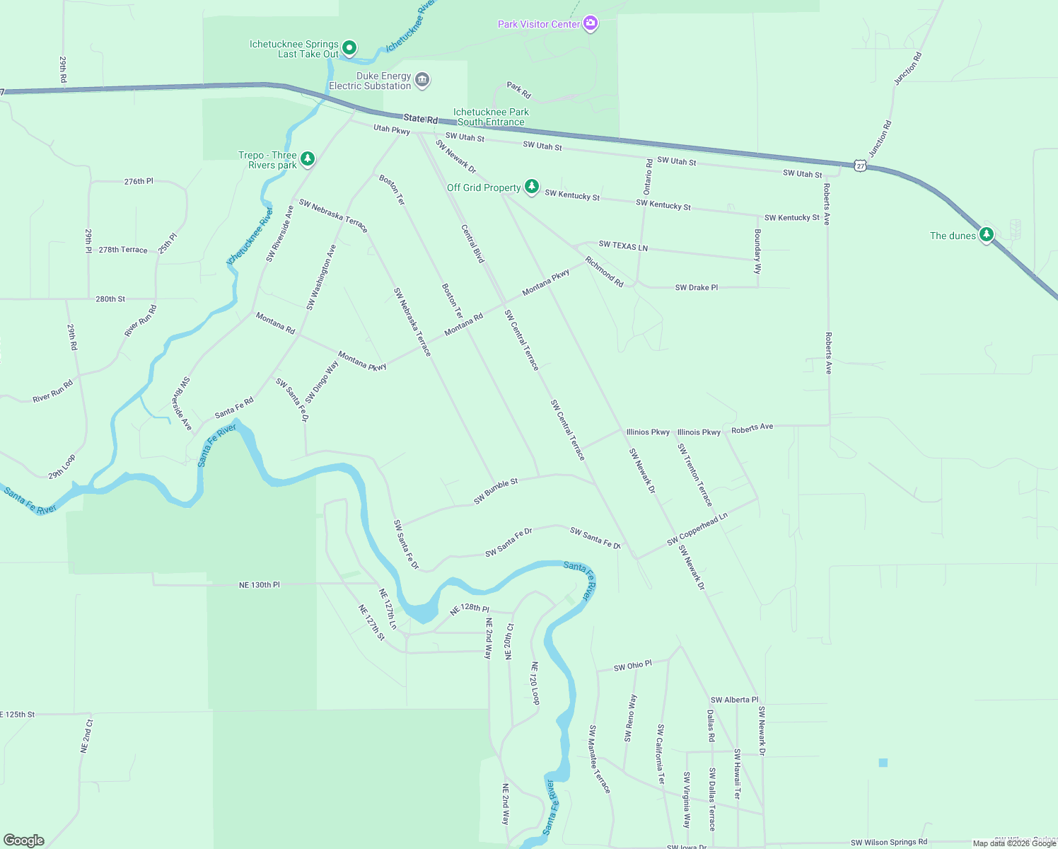 map of restaurants, bars, coffee shops, grocery stores, and more near 1187 Boston Road in Fort White