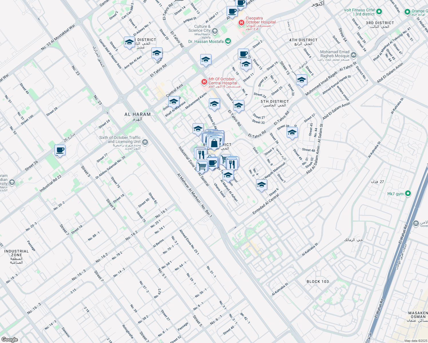 map of restaurants, bars, coffee shops, grocery stores, and more near in 