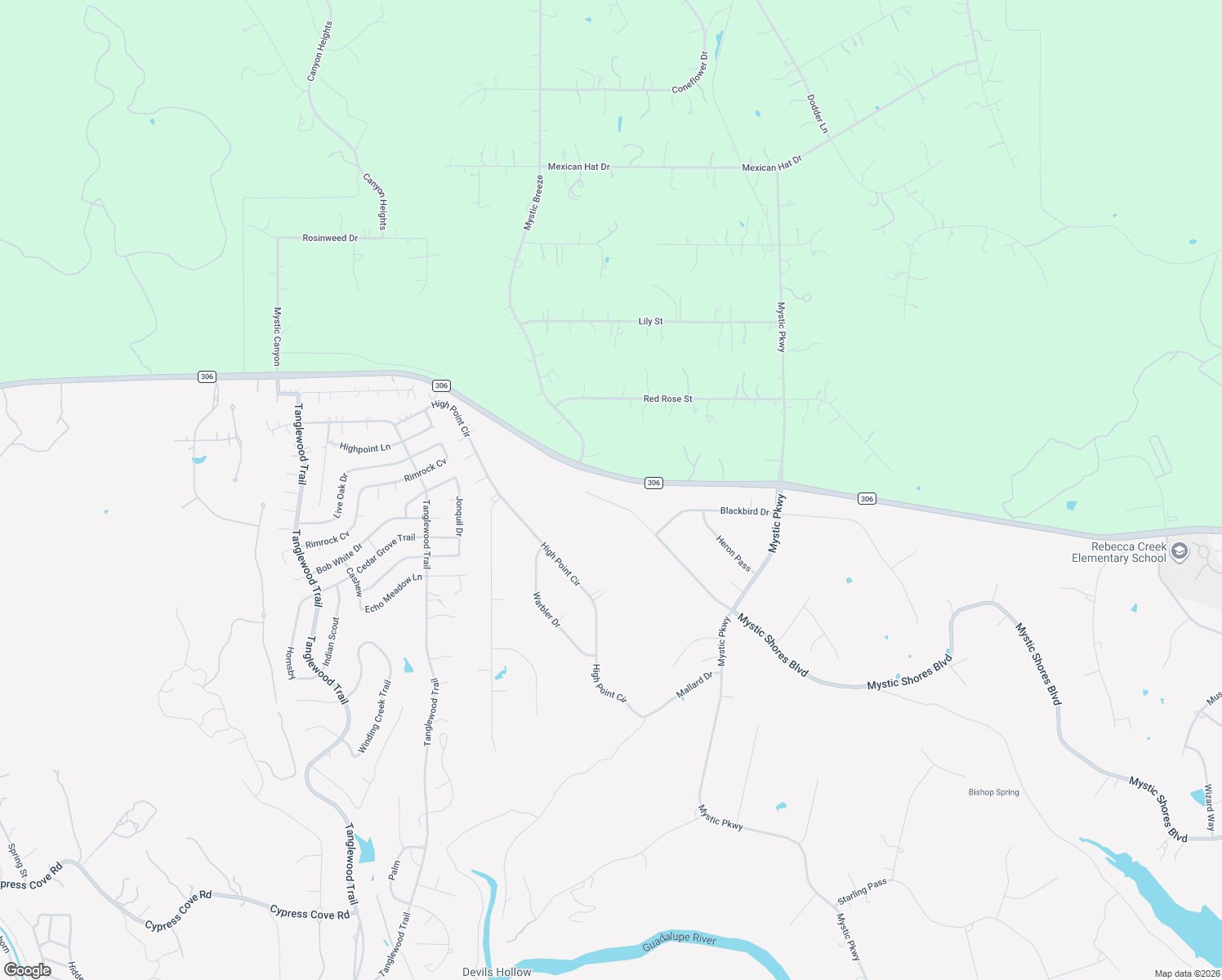 map of restaurants, bars, coffee shops, grocery stores, and more near 1354 Mystic Shores Boulevard in Spring Branch
