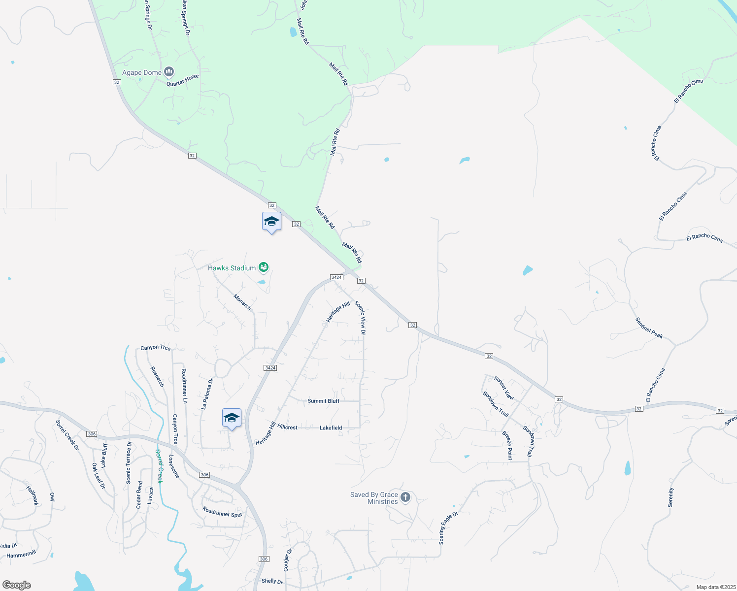 map of restaurants, bars, coffee shops, grocery stores, and more near 7671 Farm to Market 32 in Fischer