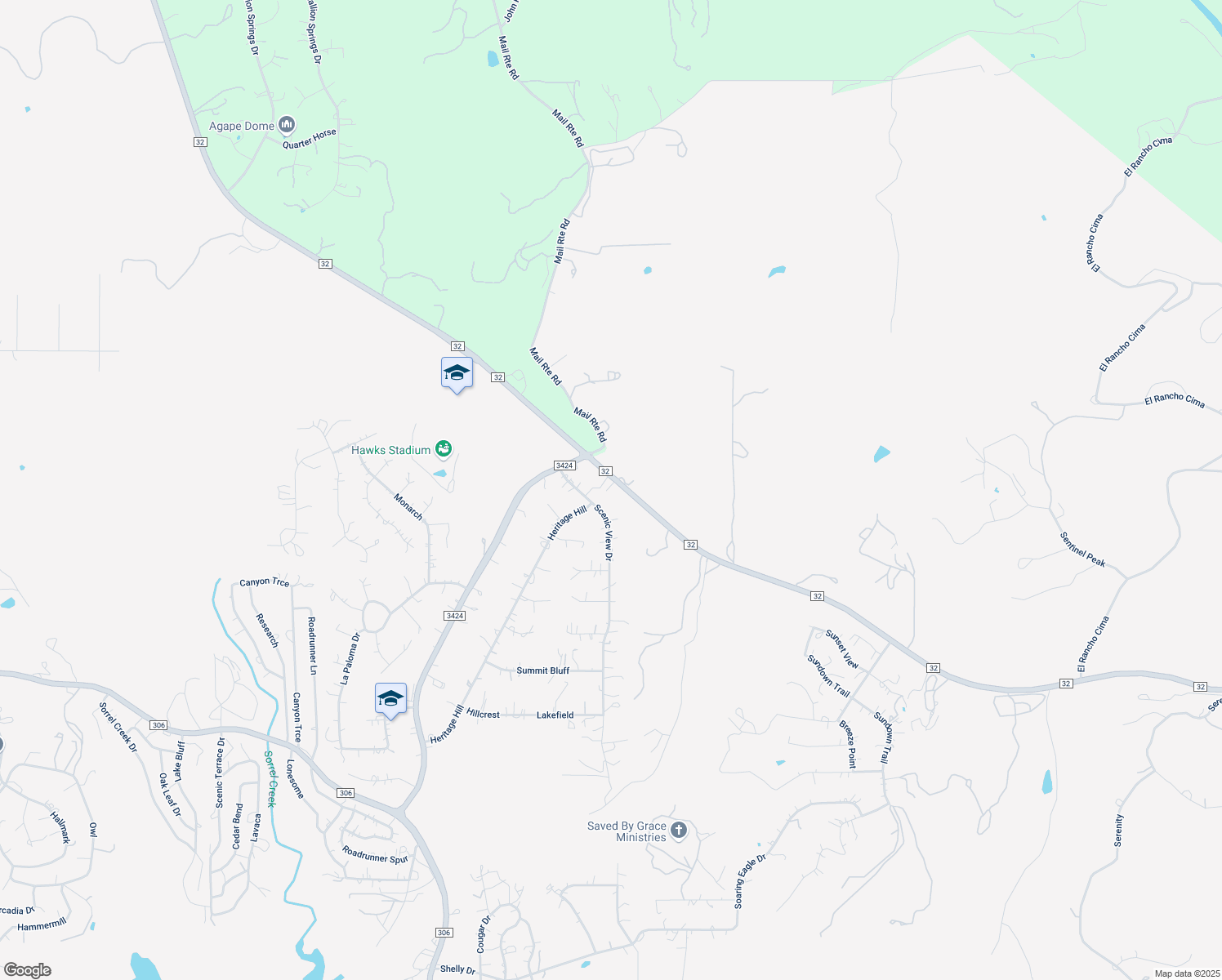 map of restaurants, bars, coffee shops, grocery stores, and more near 7671 Farm to Market 32 in Fischer