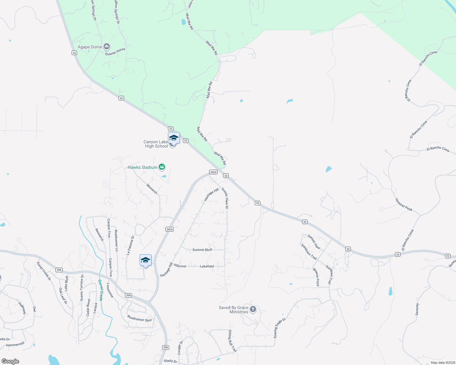 map of restaurants, bars, coffee shops, grocery stores, and more near 7691 Farm to Market 32 in Fischer