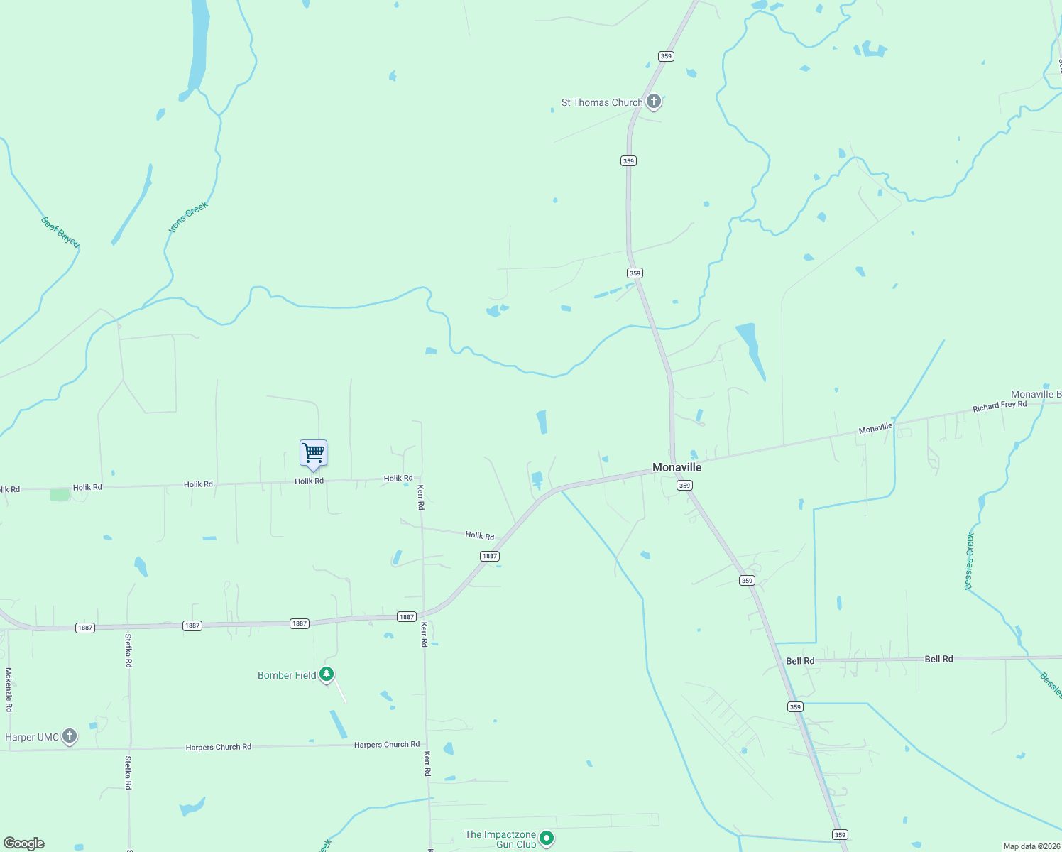 map of restaurants, bars, coffee shops, grocery stores, and more near 12944 Farm to Market 1887 in Hempstead