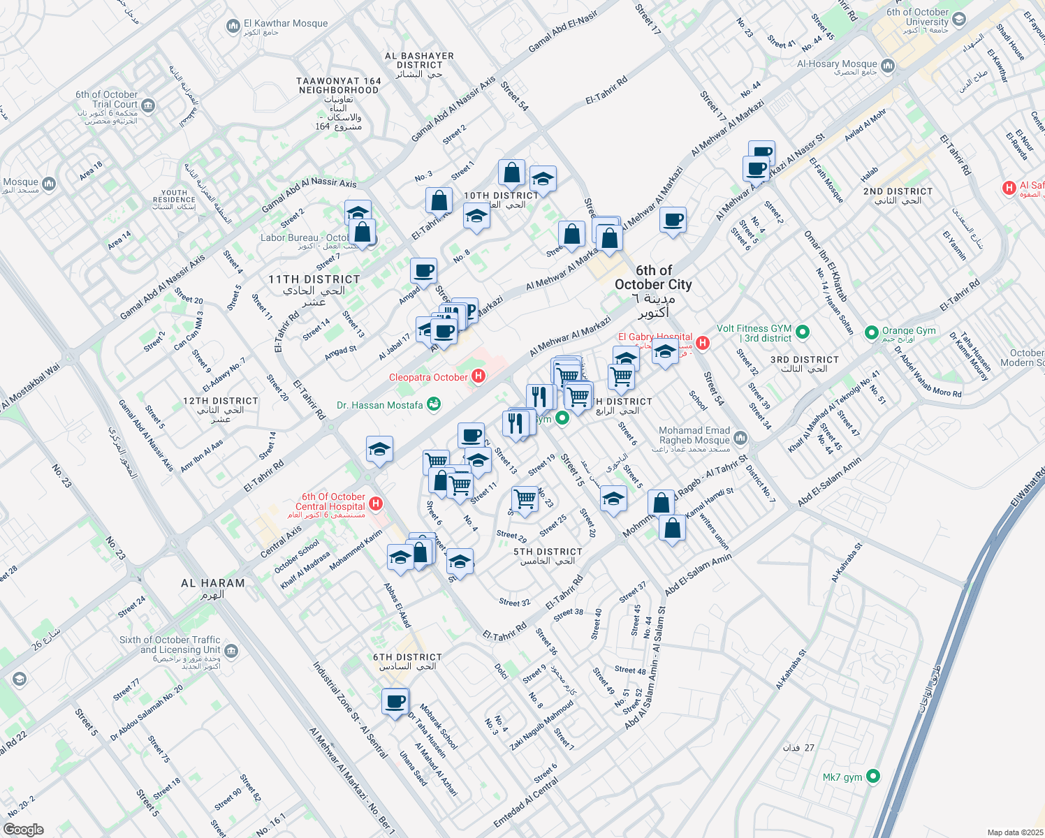 map of restaurants, bars, coffee shops, grocery stores, and more near in 6th of October City (3)