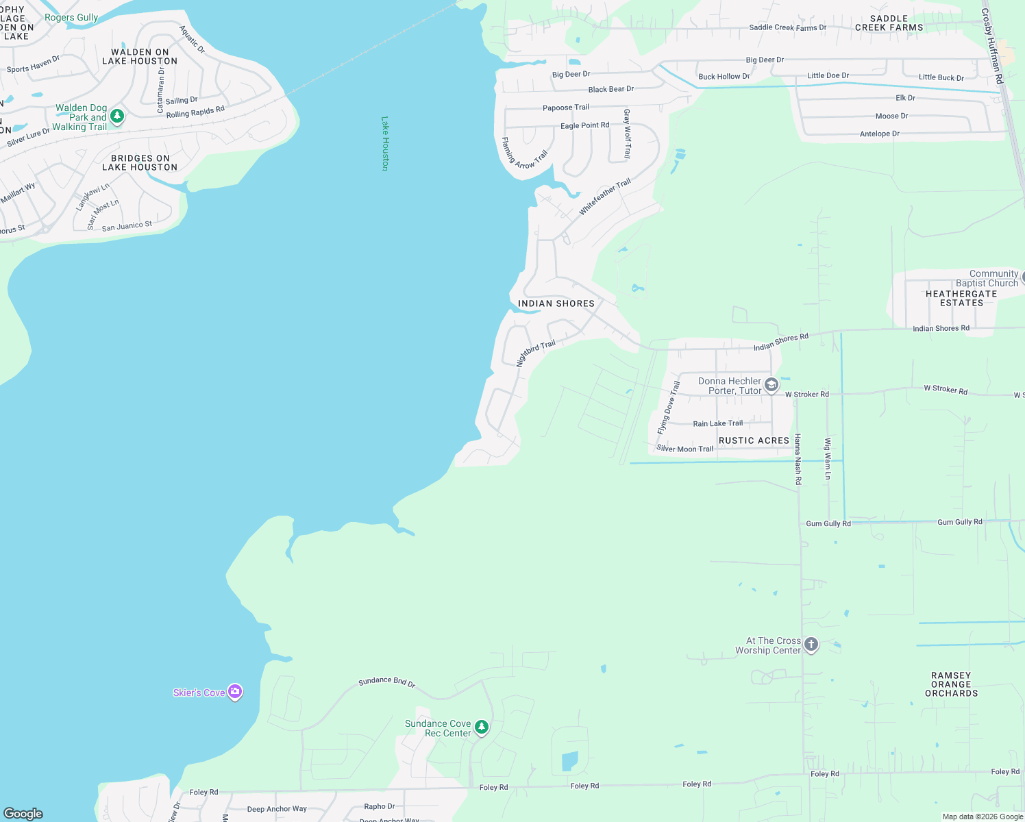 map of restaurants, bars, coffee shops, grocery stores, and more near 20022 Night Bird Trail in Crosby