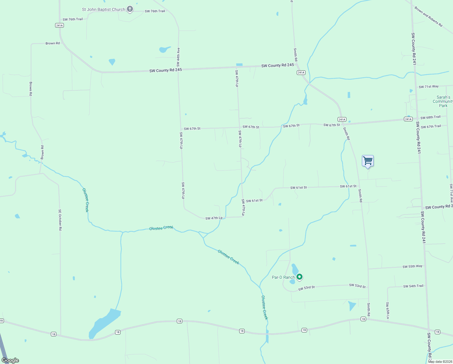 map of restaurants, bars, coffee shops, grocery stores, and more near 5098 Southwest 47th Loop in Lake Butler