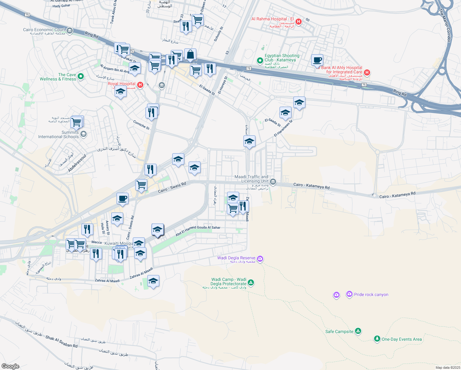 map of restaurants, bars, coffee shops, grocery stores, and more near in 