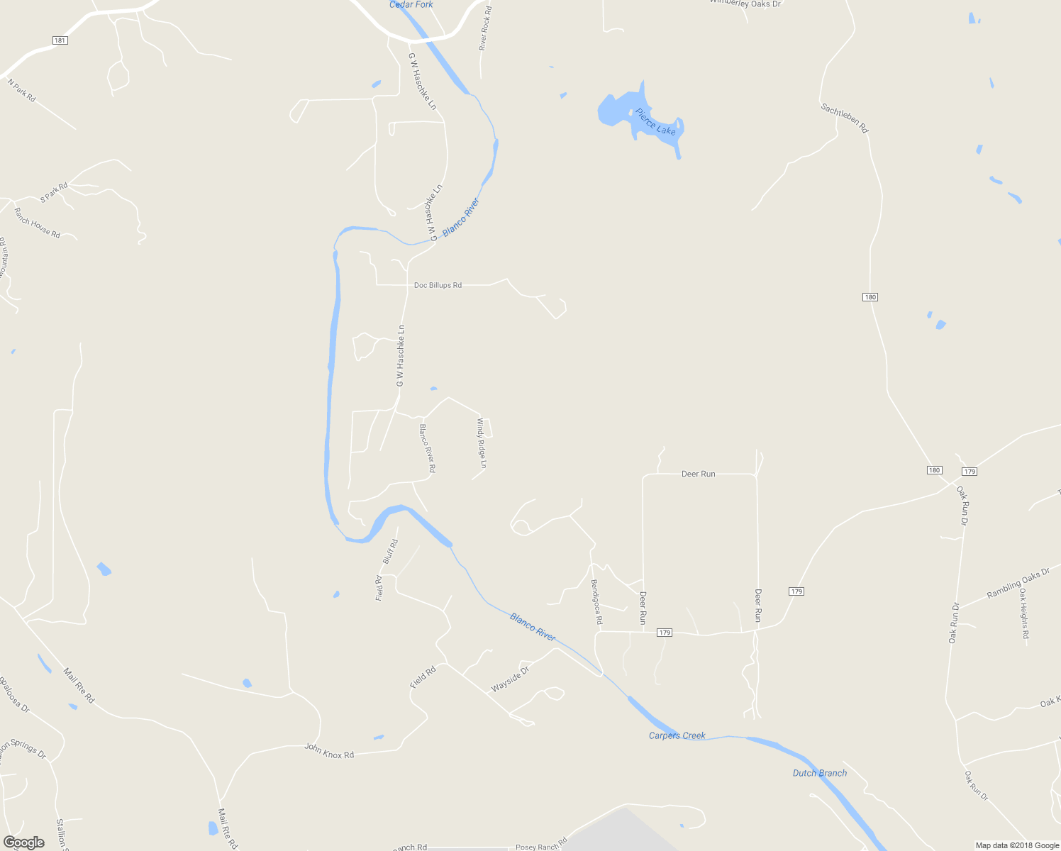 map of restaurants, bars, coffee shops, grocery stores, and more near 220 Estates Road in Wimberley