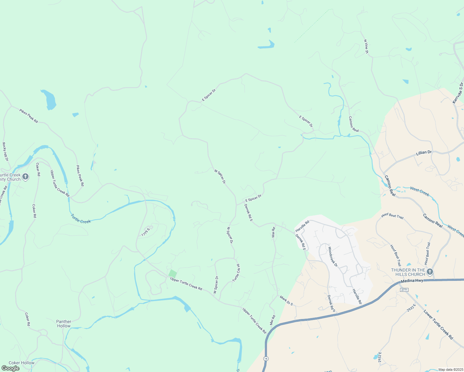 map of restaurants, bars, coffee shops, grocery stores, and more near 320B Spicer Loop in Kerrville