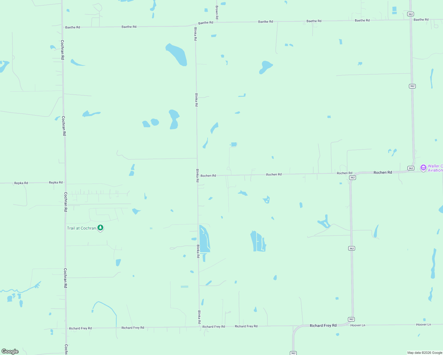 map of restaurants, bars, coffee shops, grocery stores, and more near 34207 Rochen Rd in Waller